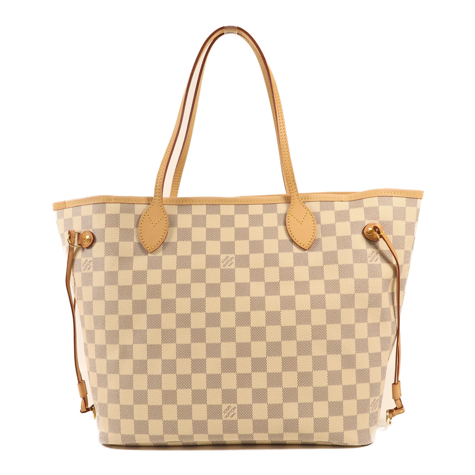 LOUIS VUITTON Damier Azur Neverfull MM金扣手挽袋