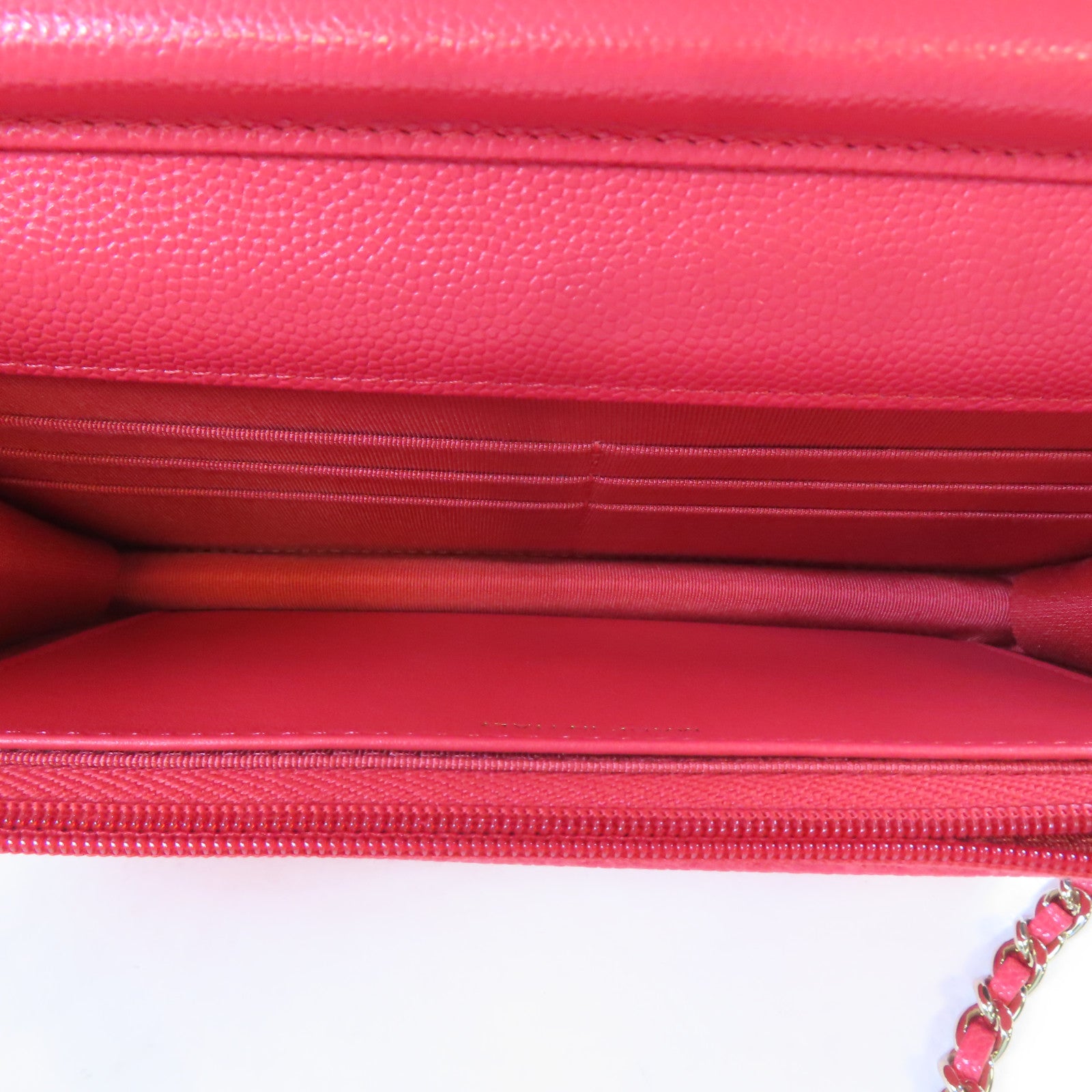 CHANEL 菱格牛皮皮革WOC Wallet On Chain金扣鏈帶肩背袋粉紅色