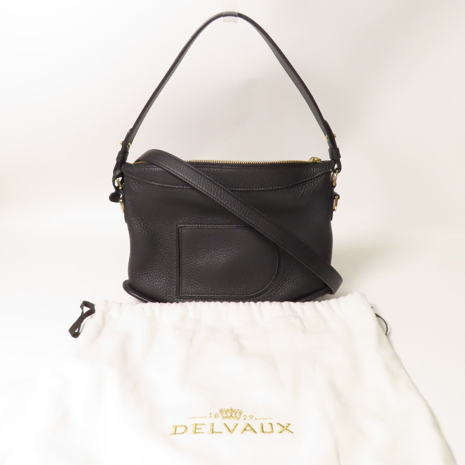 Delvaux 牛皮皮革Taurillon Soft Delvaux Pin Swing金扣手挽肩背兩用袋黑色