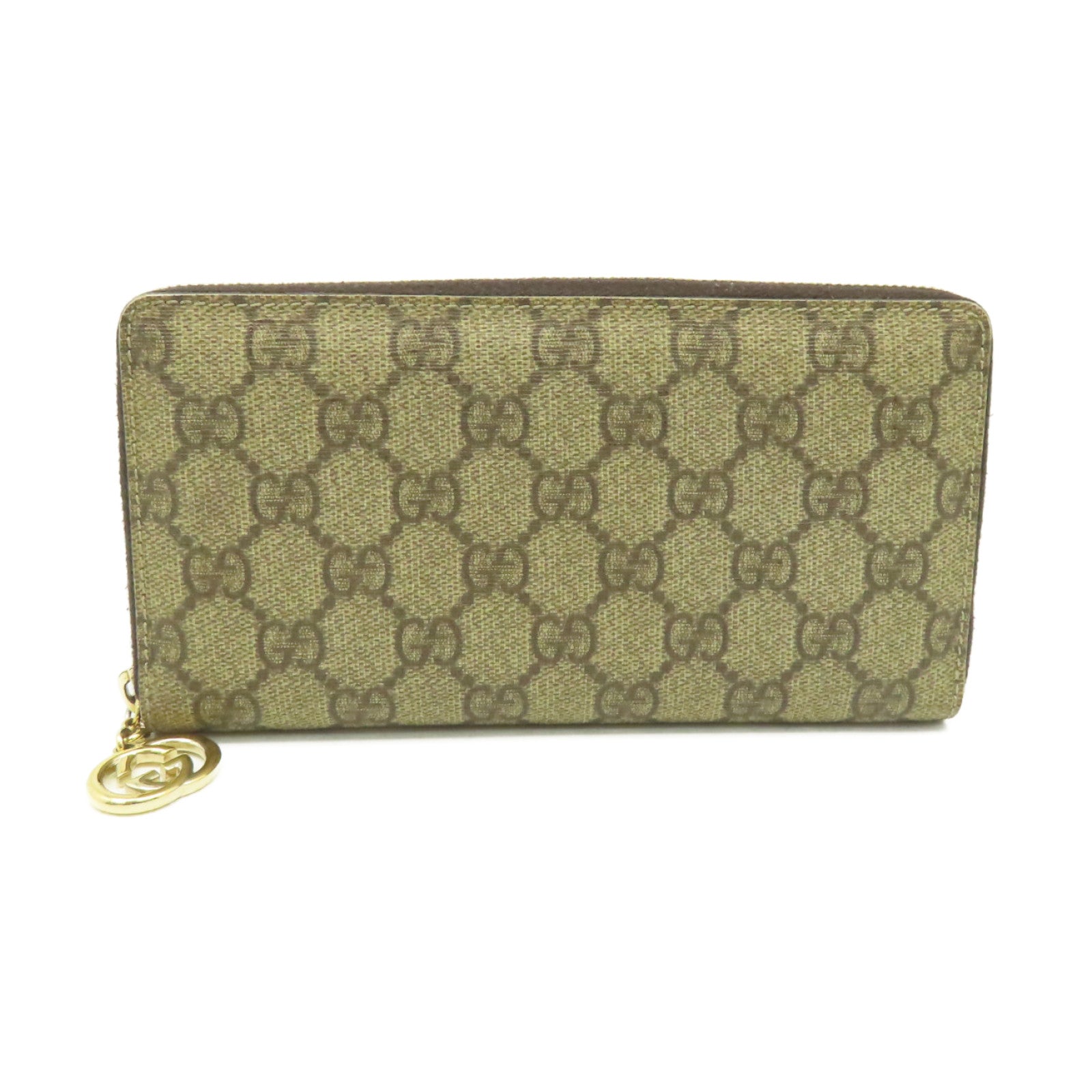GUCCI 【激減優惠】塗層帆布Zipper Long Wallet拉鏈長錢包啡色