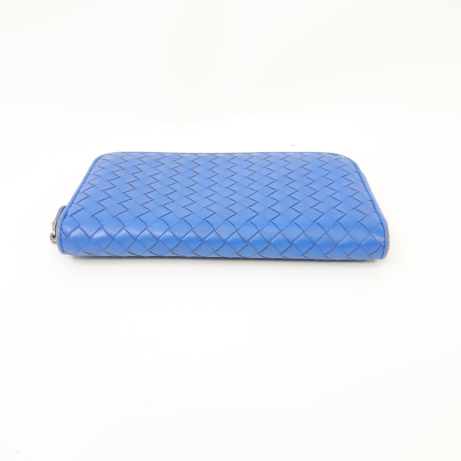 BOTTEGA VENETA 羊皮皮革Long Wallet金扣/銀扣長錢包藍色