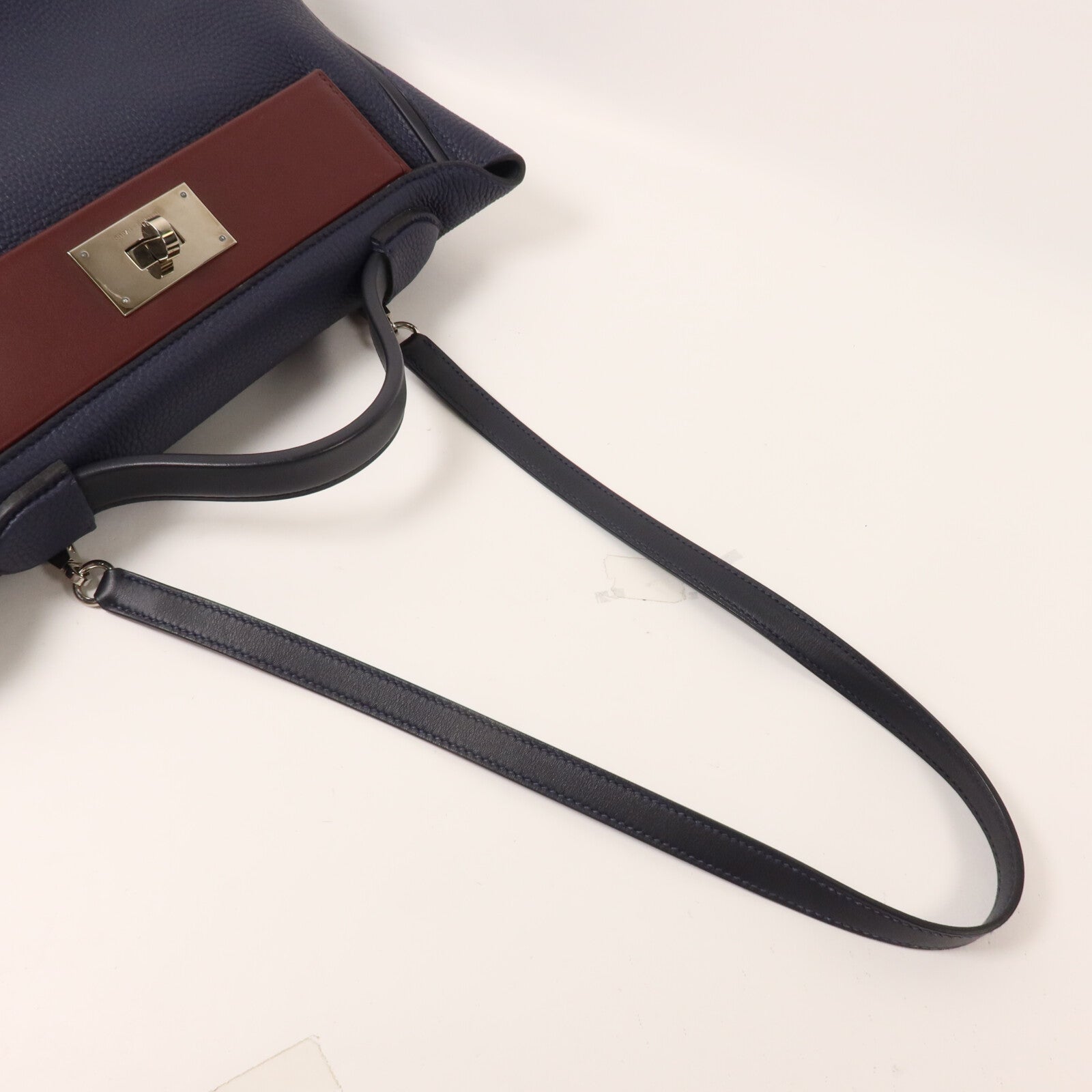 HERMES Clemence皮革/Swift皮革24/24 29cm手挽肩背兩用袋Bleu Indigo/Bordraux