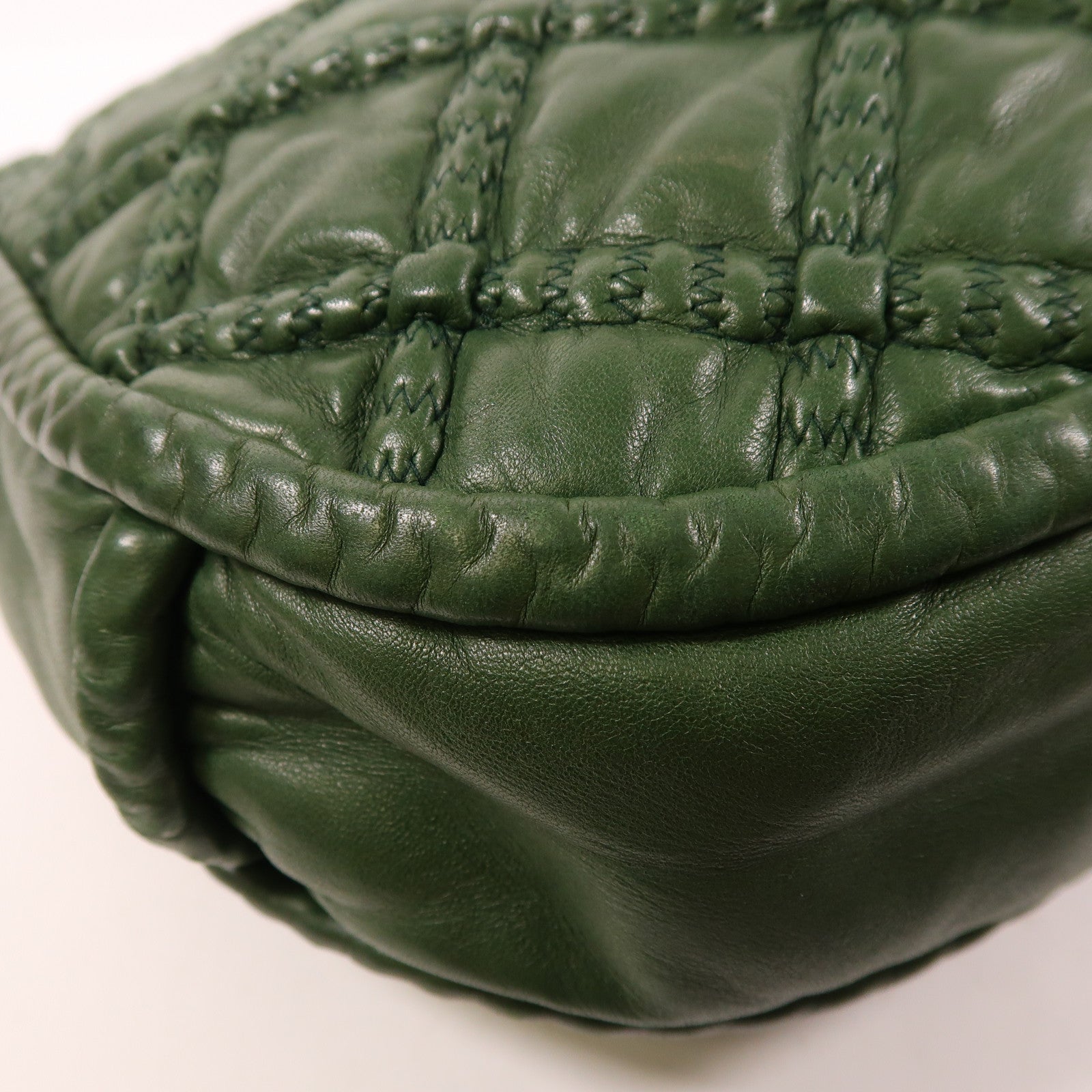 CHANEL CC Shoulder Bag Lambskin Leather Green