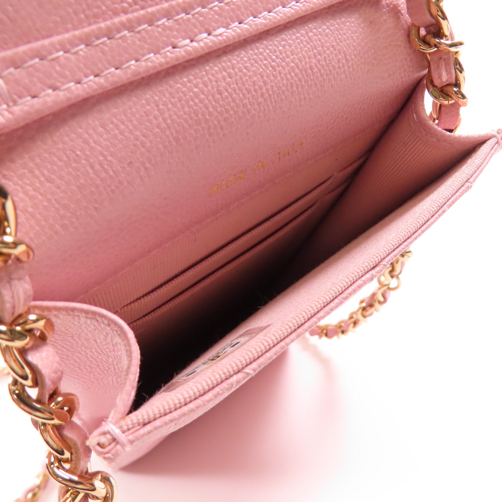 CHANEL 牛皮皮革Phone Bag金扣鏈帶肩背袋