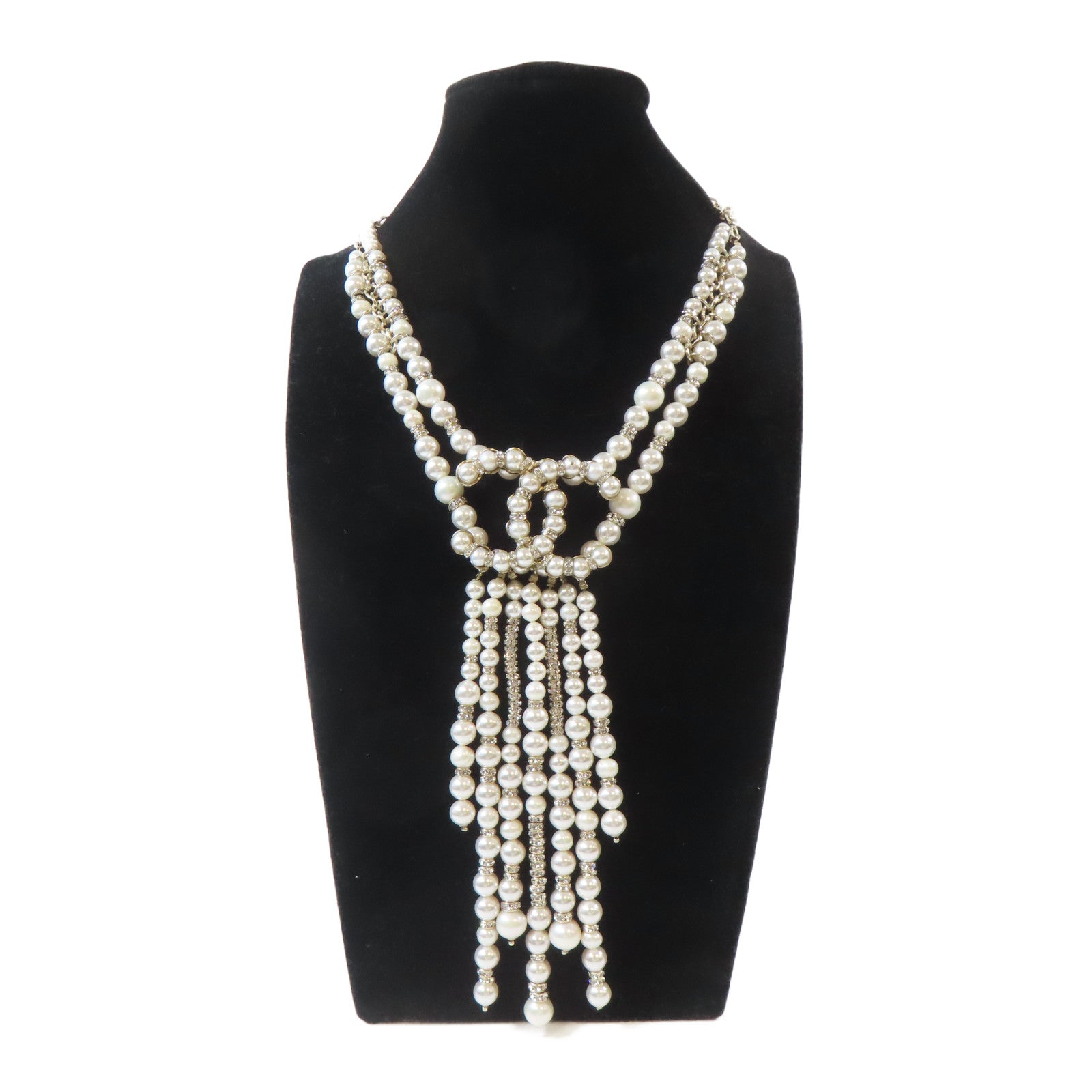 CHANEL PVC/屬Tassel Pearl Necklace項鍊白色