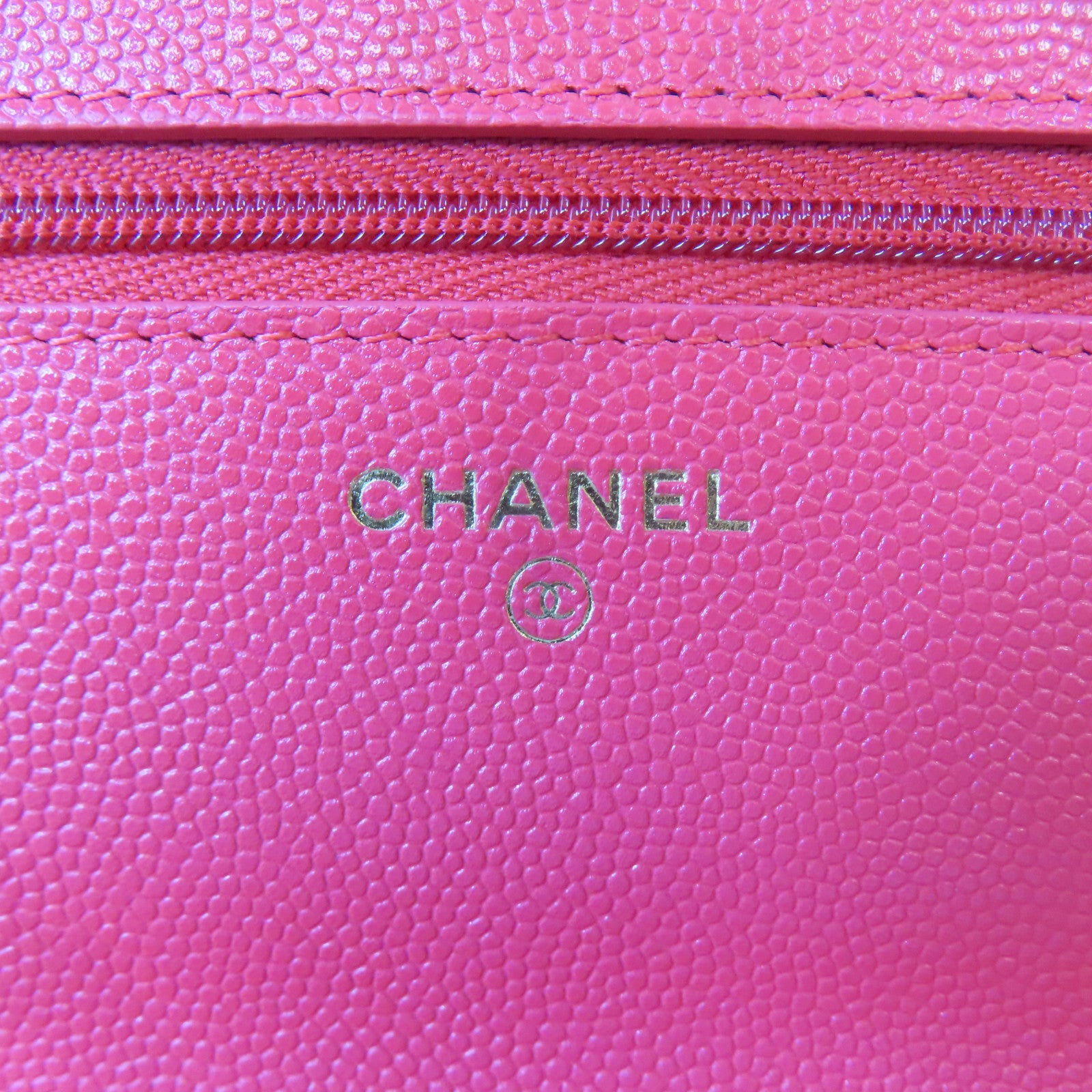 CHANEL 菱格牛皮皮革WOC Wallet On Chain金扣鏈帶肩背袋粉紅色