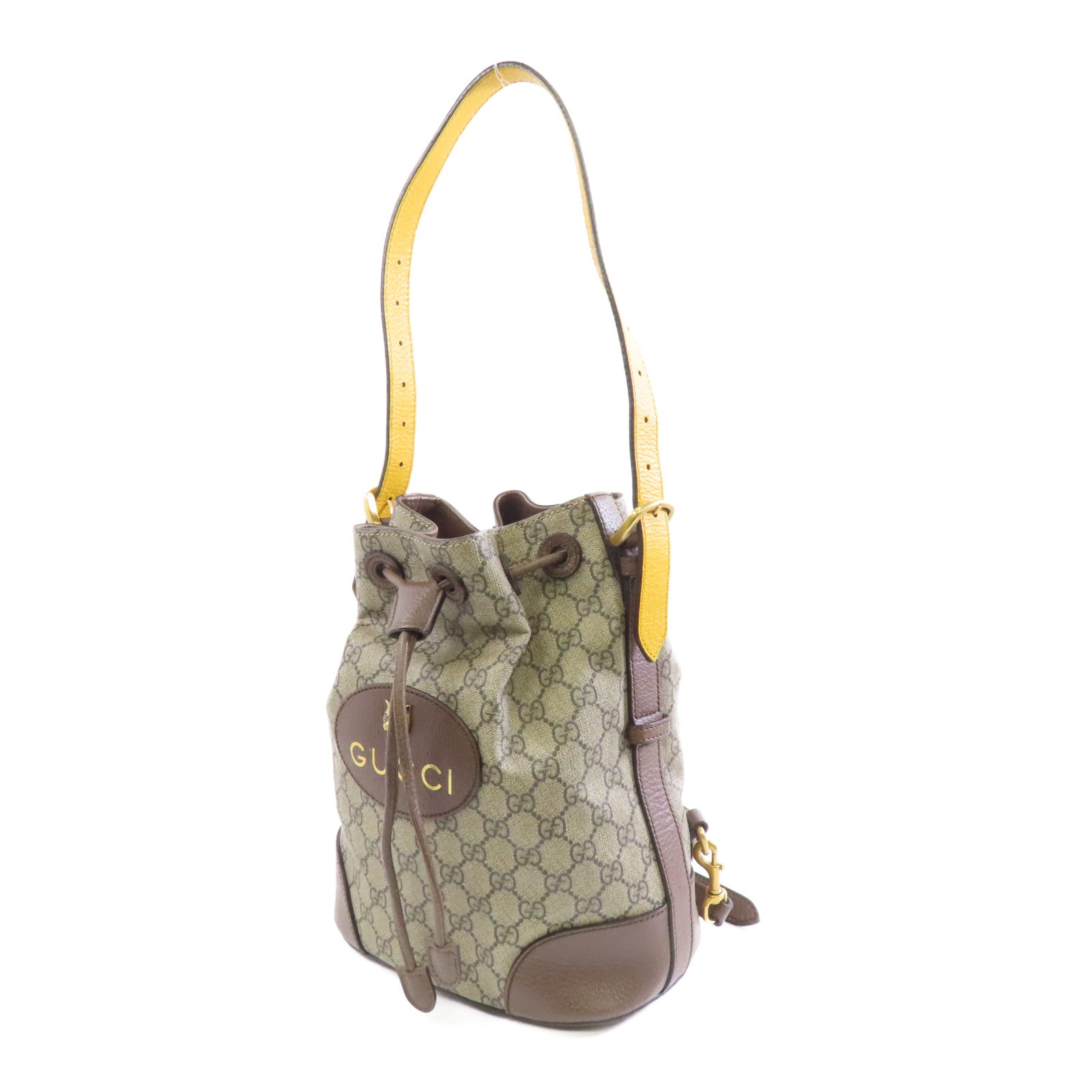 GUCCI 塗層帆布Backpack金扣背包棕色