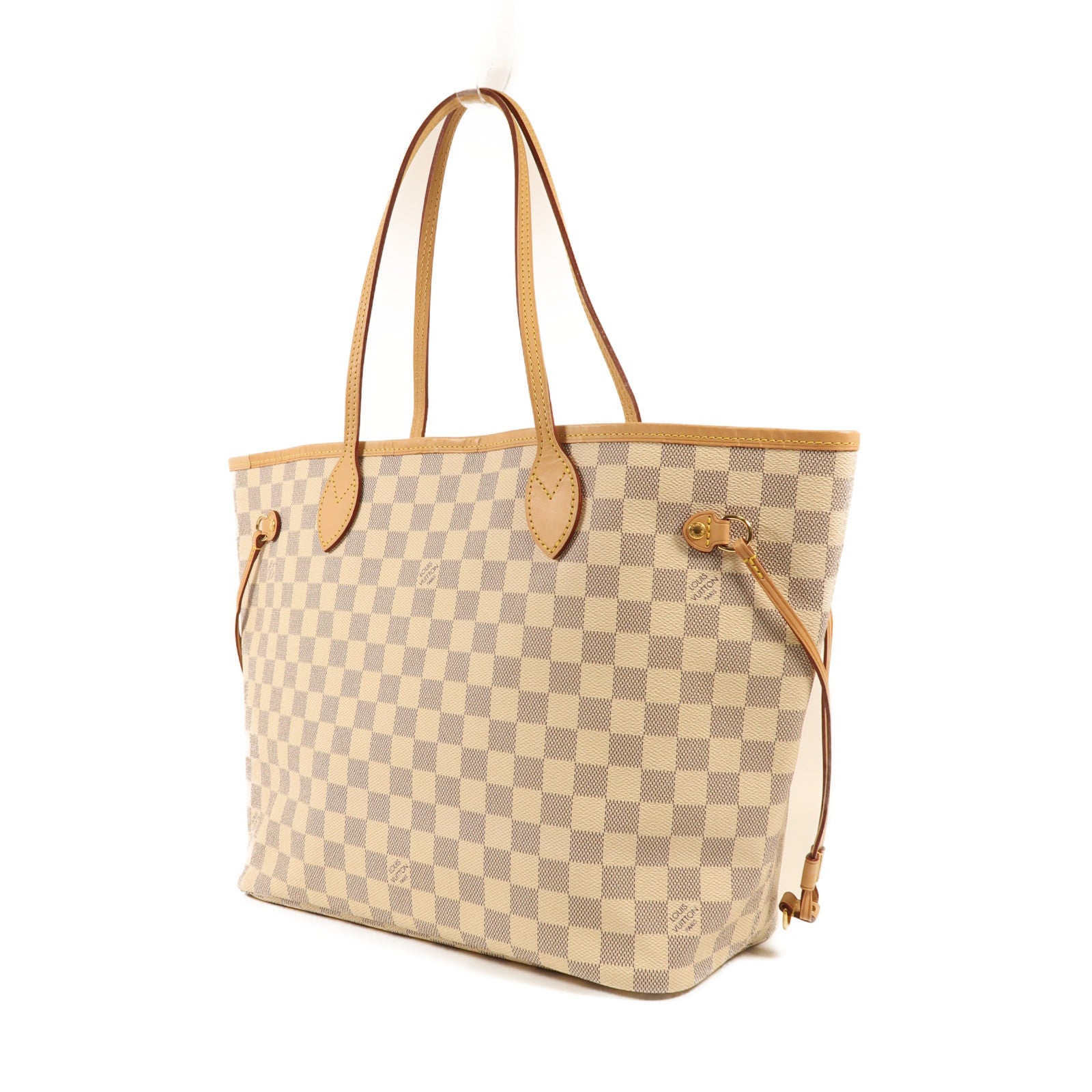 LOUIS VUITTON Damier Azur Neverfull MM金扣手挽袋