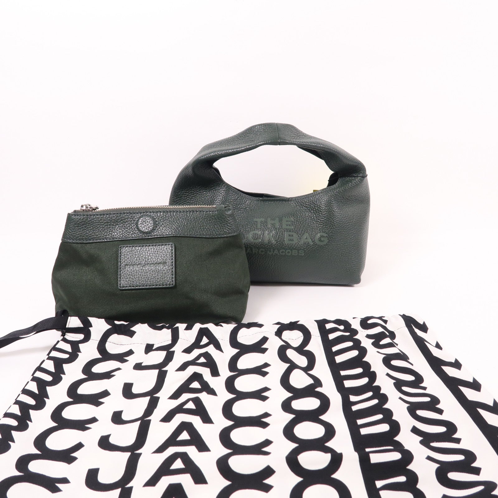 MARC JACOBS SHW Mini Sack Hand Bag Calfskin Leather Dark Green