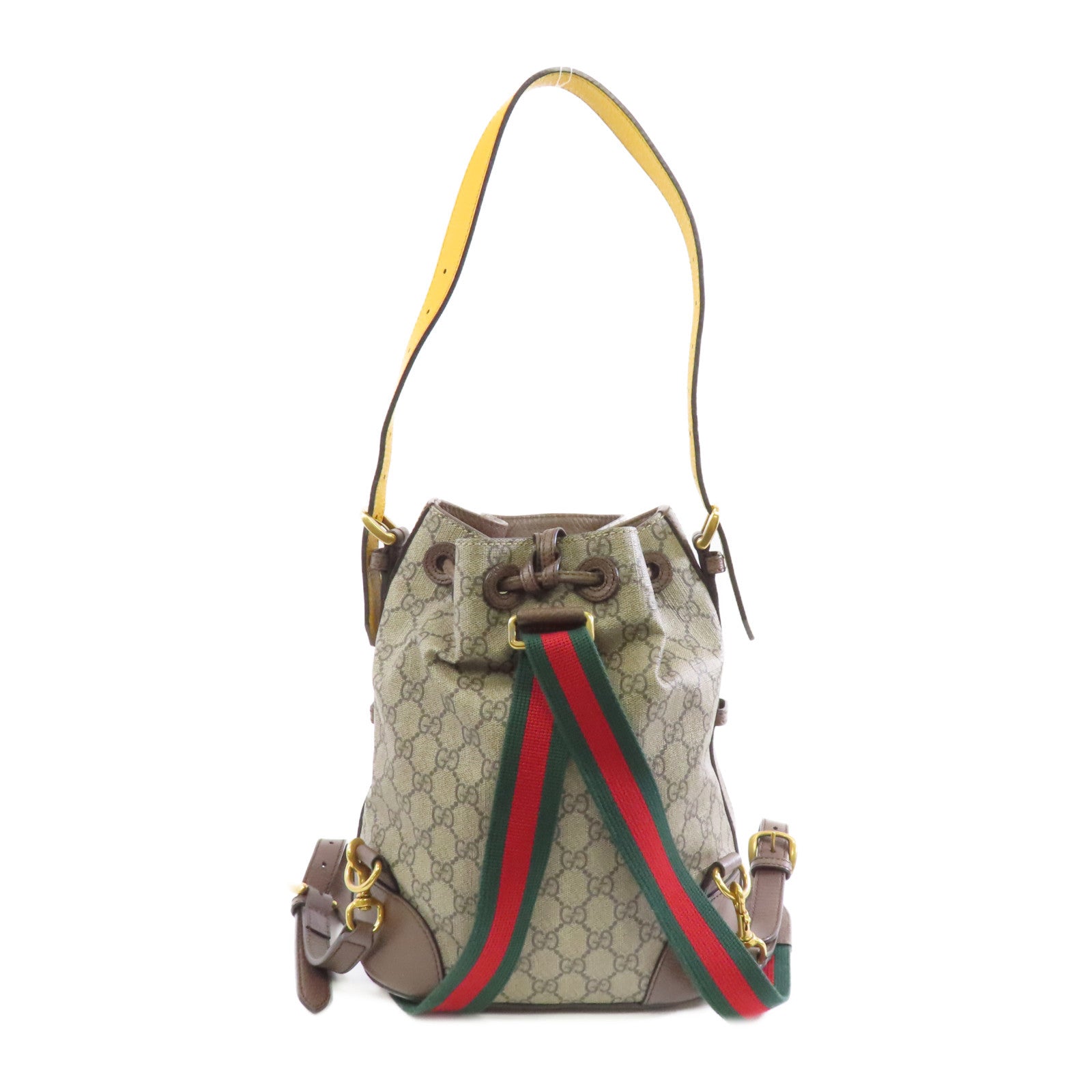 GUCCI 塗層帆布Backpack金扣背包棕色