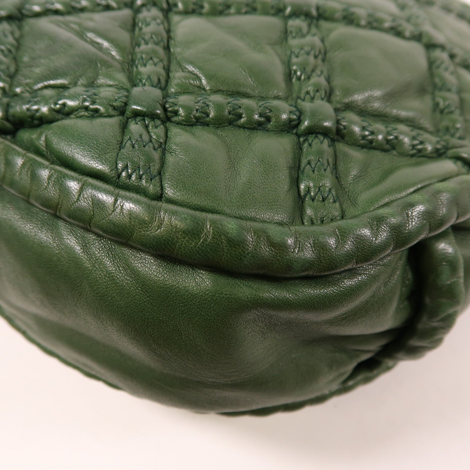 CHANEL CC Shoulder Bag Lambskin Leather Green