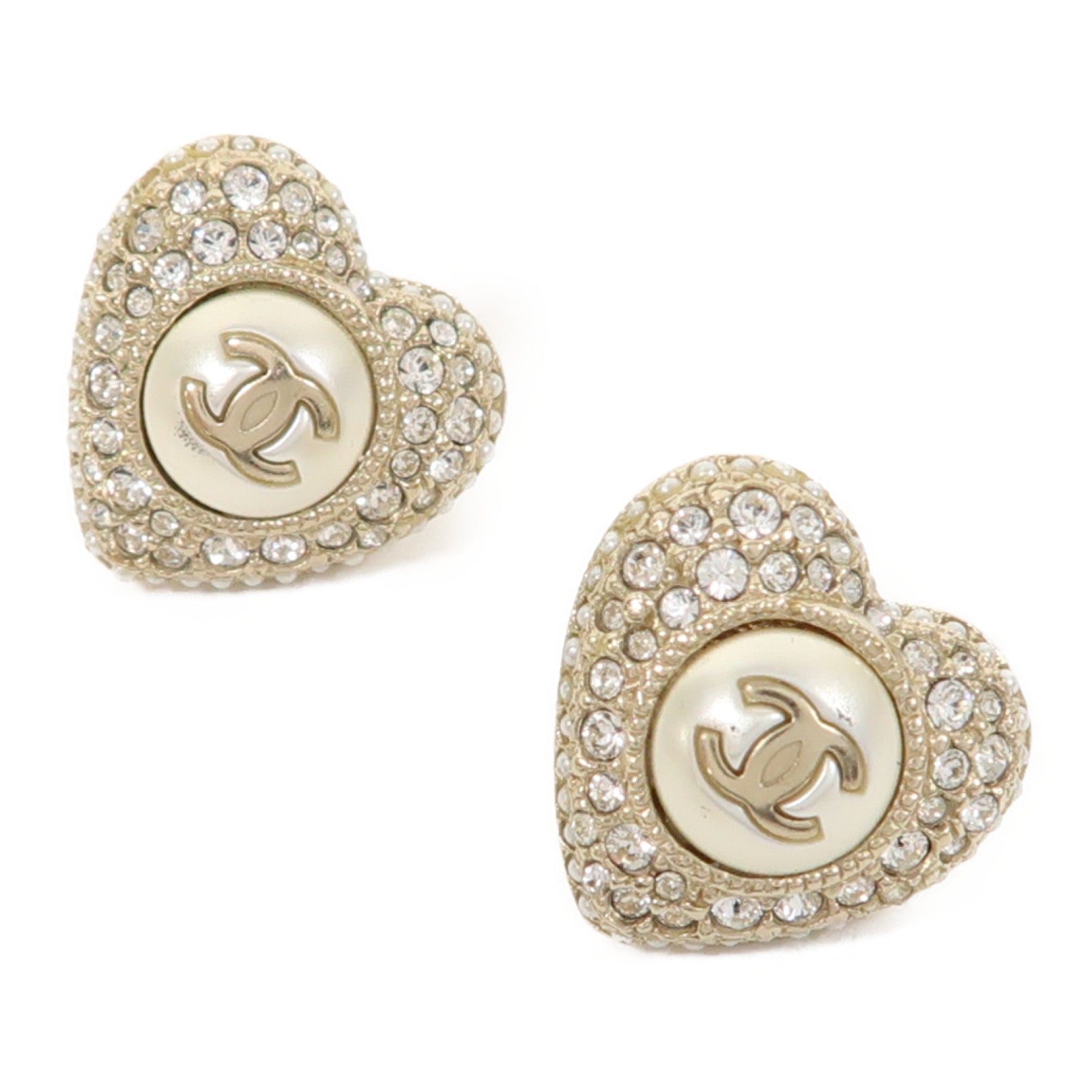 CHANEL PVC/金屬Heart Earrings耳環金色