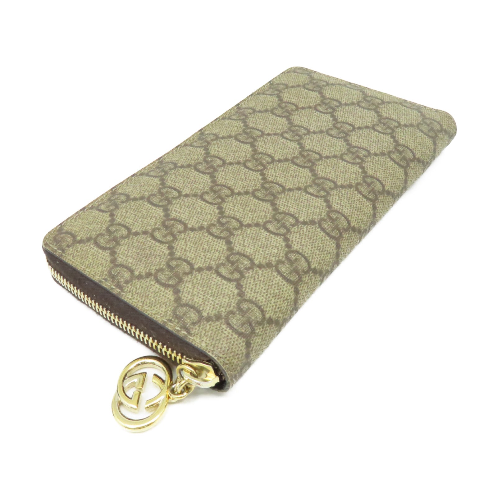 GUCCI 【激減優惠】塗層帆布Zipper Long Wallet拉鏈長錢包啡色