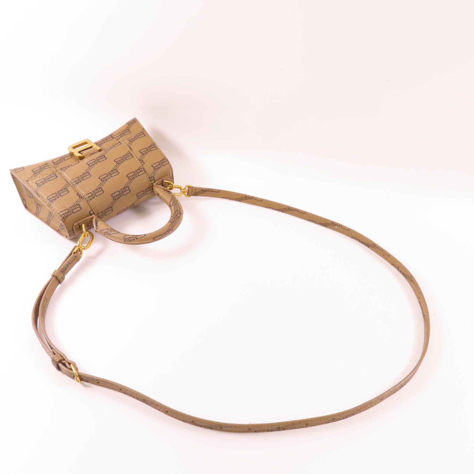 BALENCIAGA 牛皮皮革Hourglass Top Handle金扣手挽肩背兩用袋