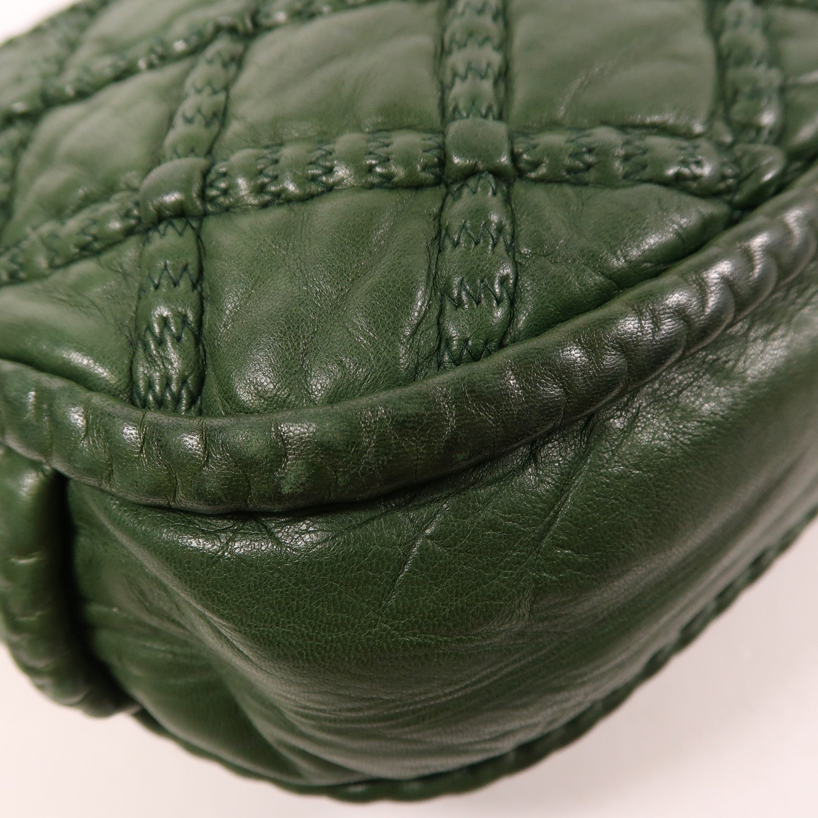 CHANEL CC Shoulder Bag Lambskin Leather Green