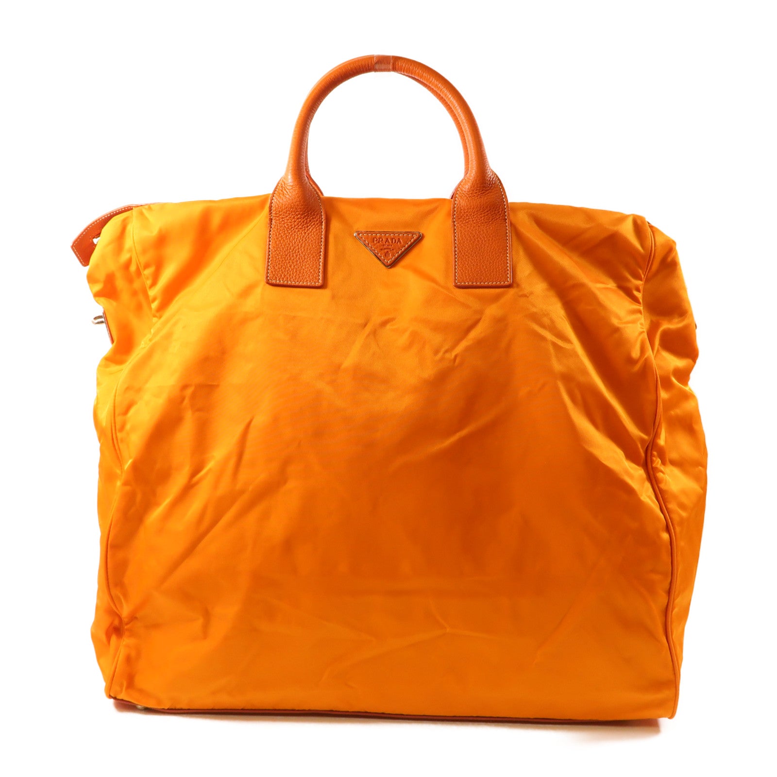 PRADA 尼龍Tote Bag銀扣手挽袋橙色