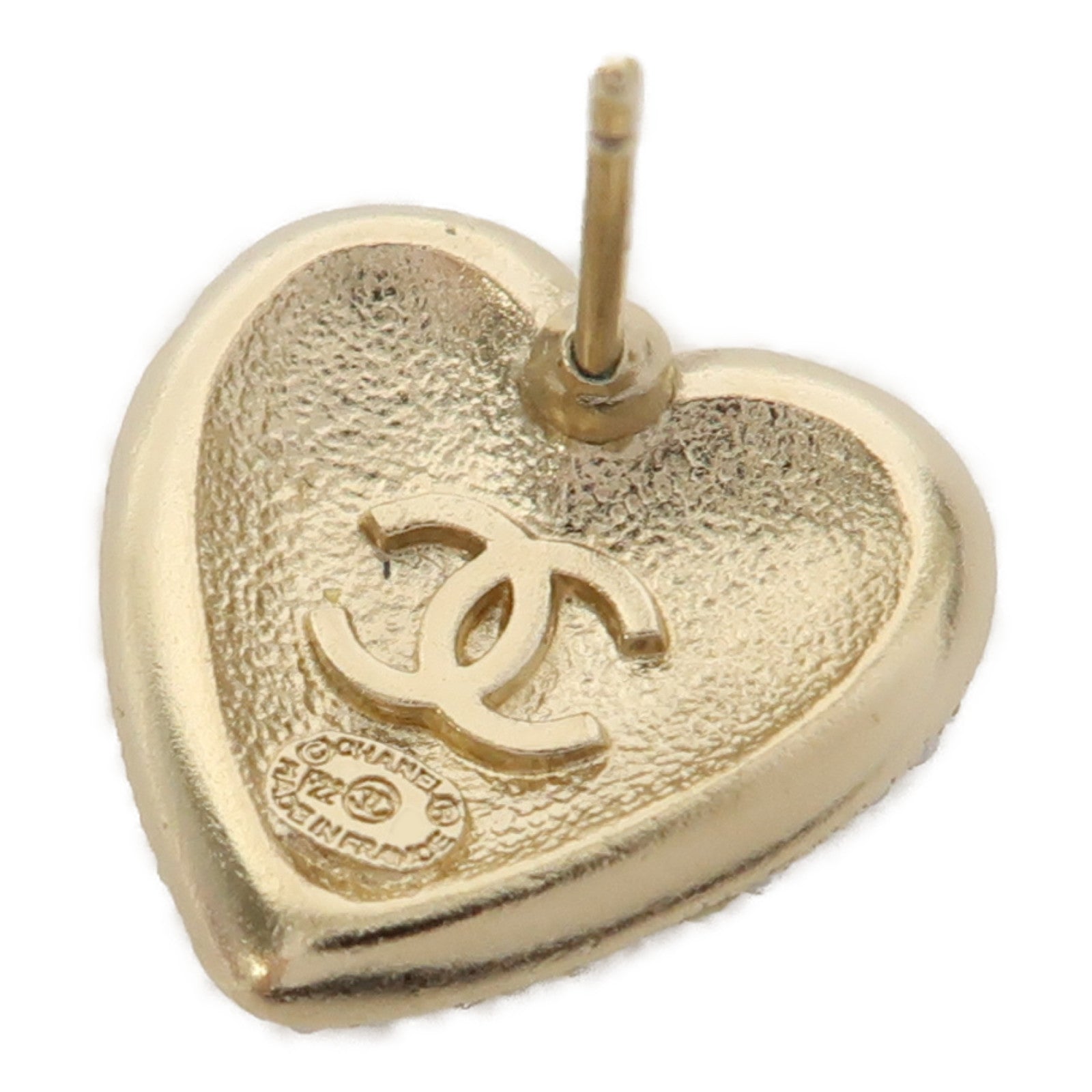 CHANEL PVC/金屬Heart Earrings耳環金色