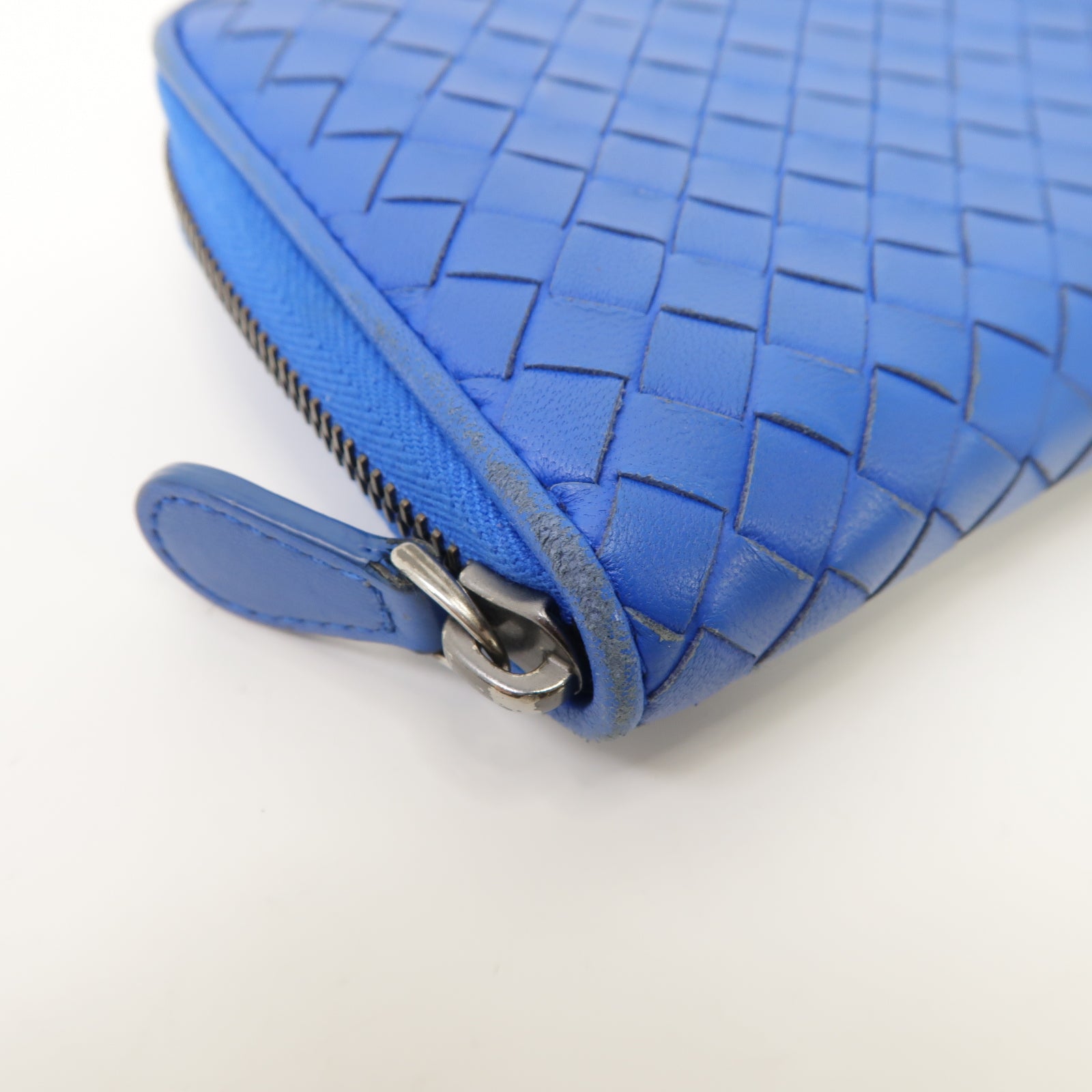 BOTTEGA VENETA 羊皮皮革Long Wallet金扣/銀扣長錢包藍色
