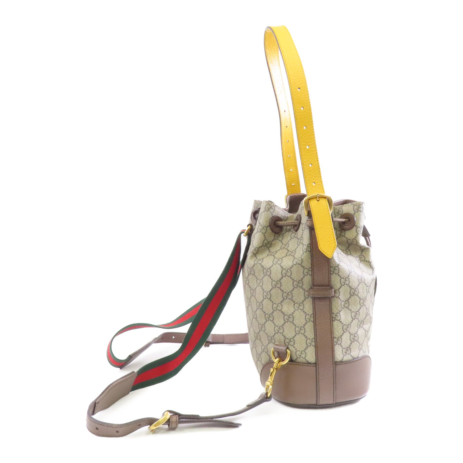 GUCCI 塗層帆布Backpack金扣背包棕色