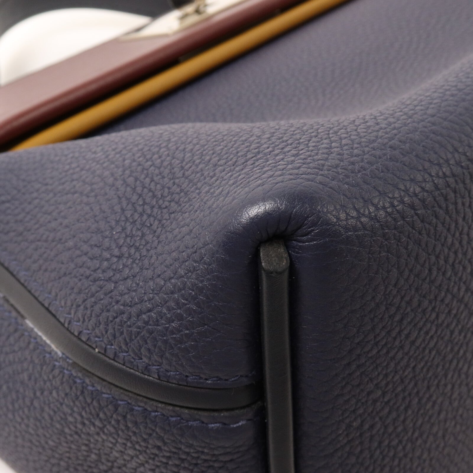 HERMES Clemence皮革/Swift皮革24/24 29cm手挽肩背兩用袋Bleu Indigo/Bordraux