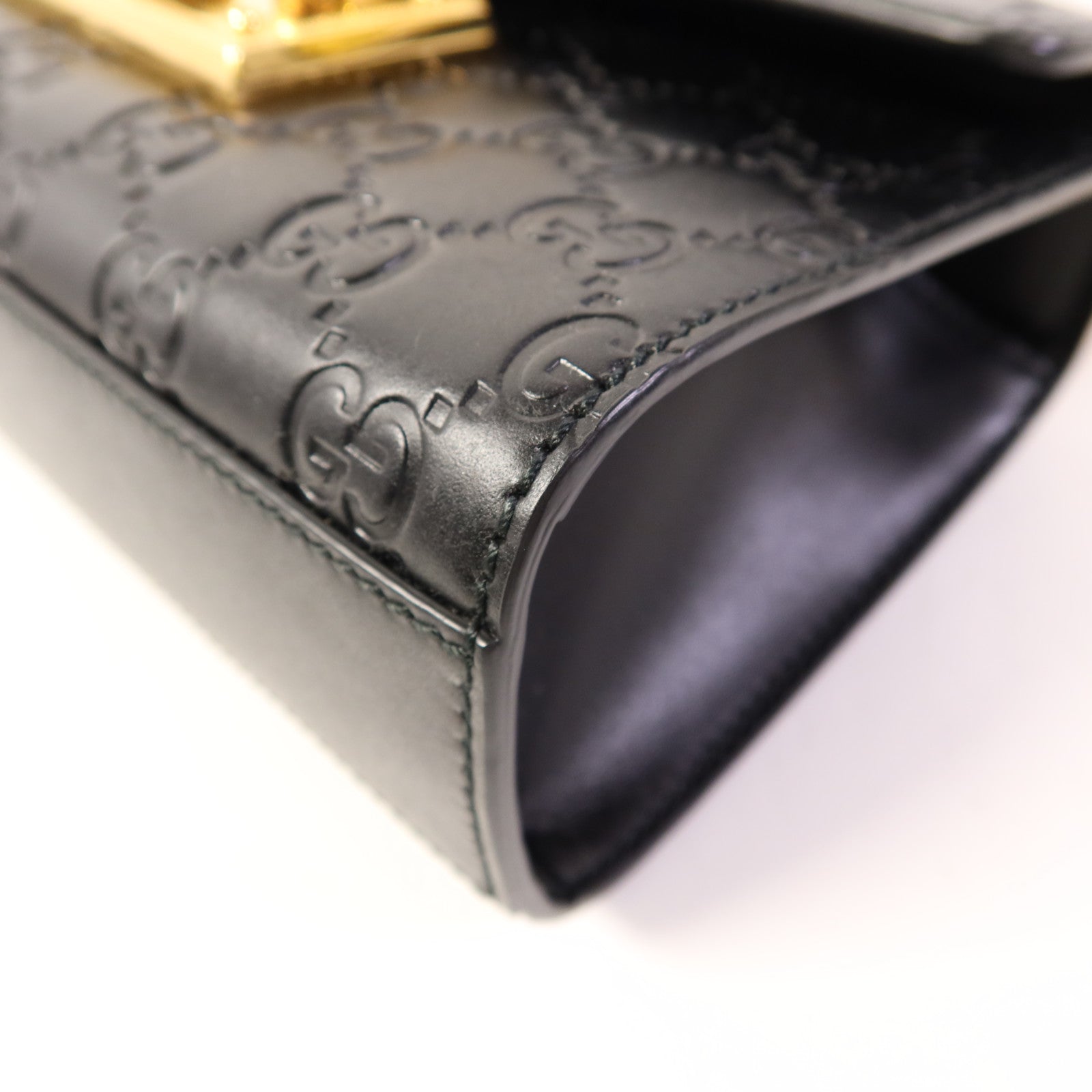 GUCCI 牛皮皮革Padlock金扣鏈帶肩背袋