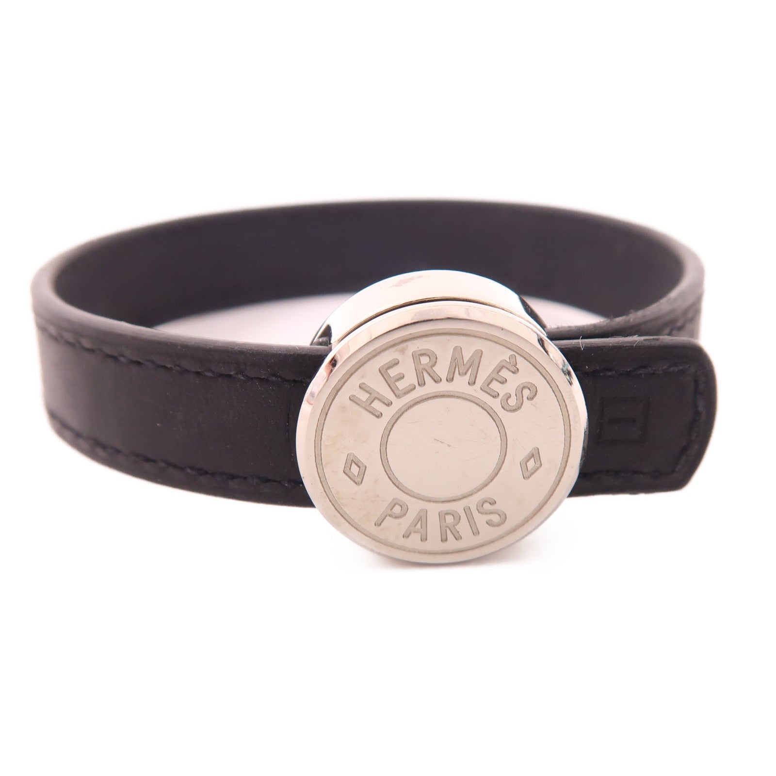 HERMES 【激減優惠】皮革/金屬Bangle手鐲Hermes#M