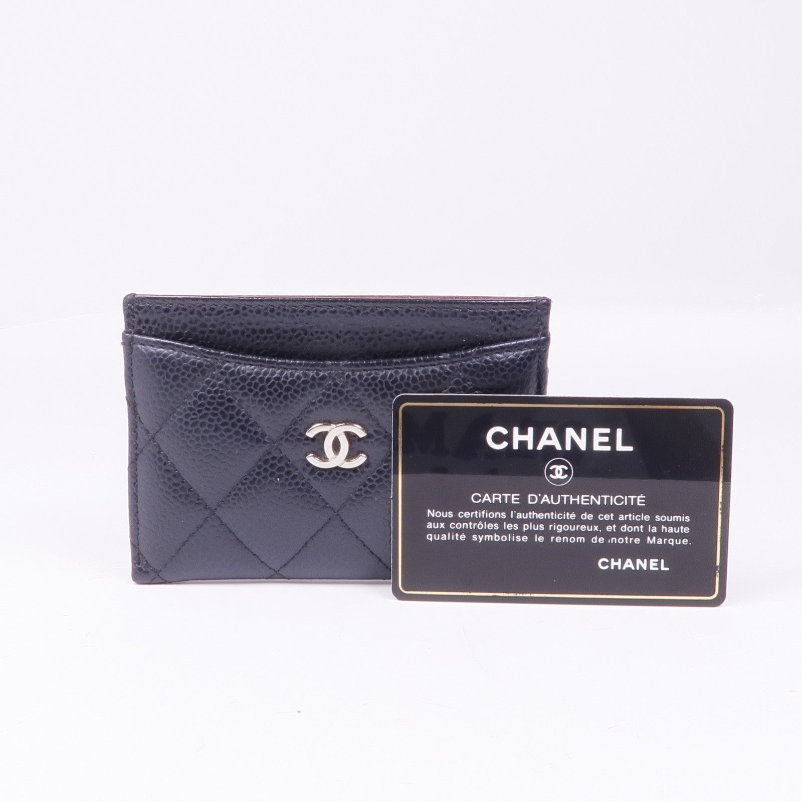 CHANEL 牛皮皮革Card Case銀扣卡片套