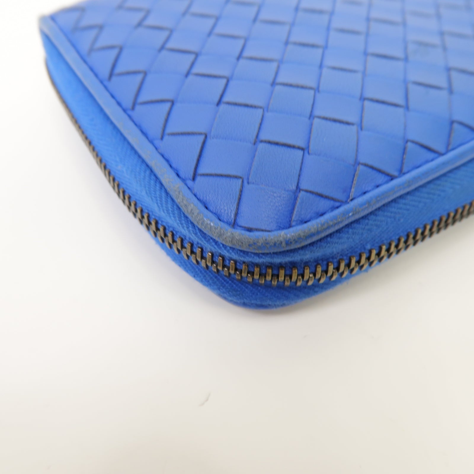 BOTTEGA VENETA 羊皮皮革Long Wallet金扣/銀扣長錢包藍色