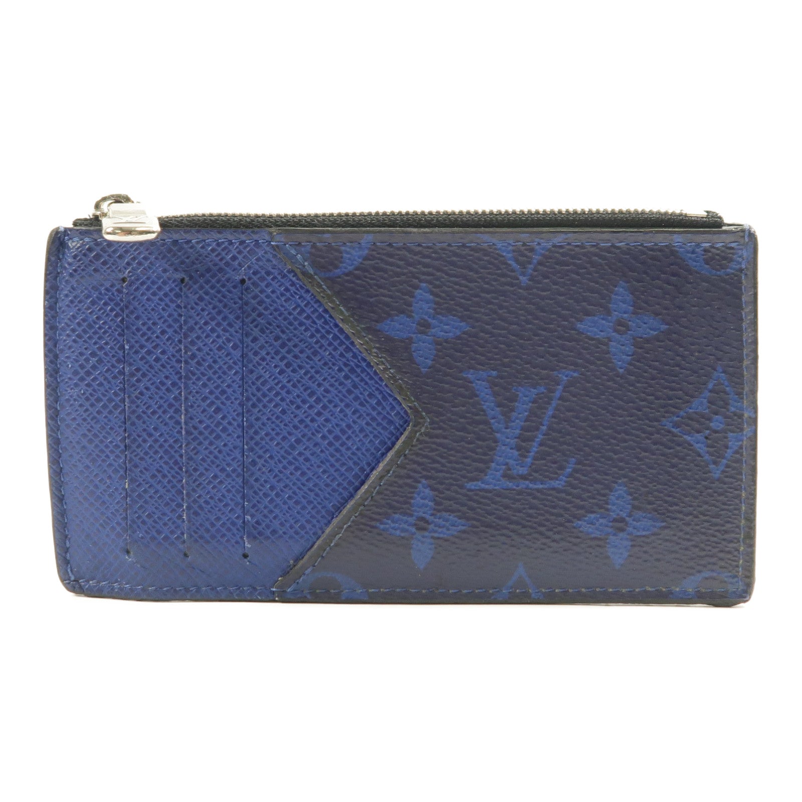 LOUIS VUITTON Monogram/Taiga Taigarama銀扣卡片套