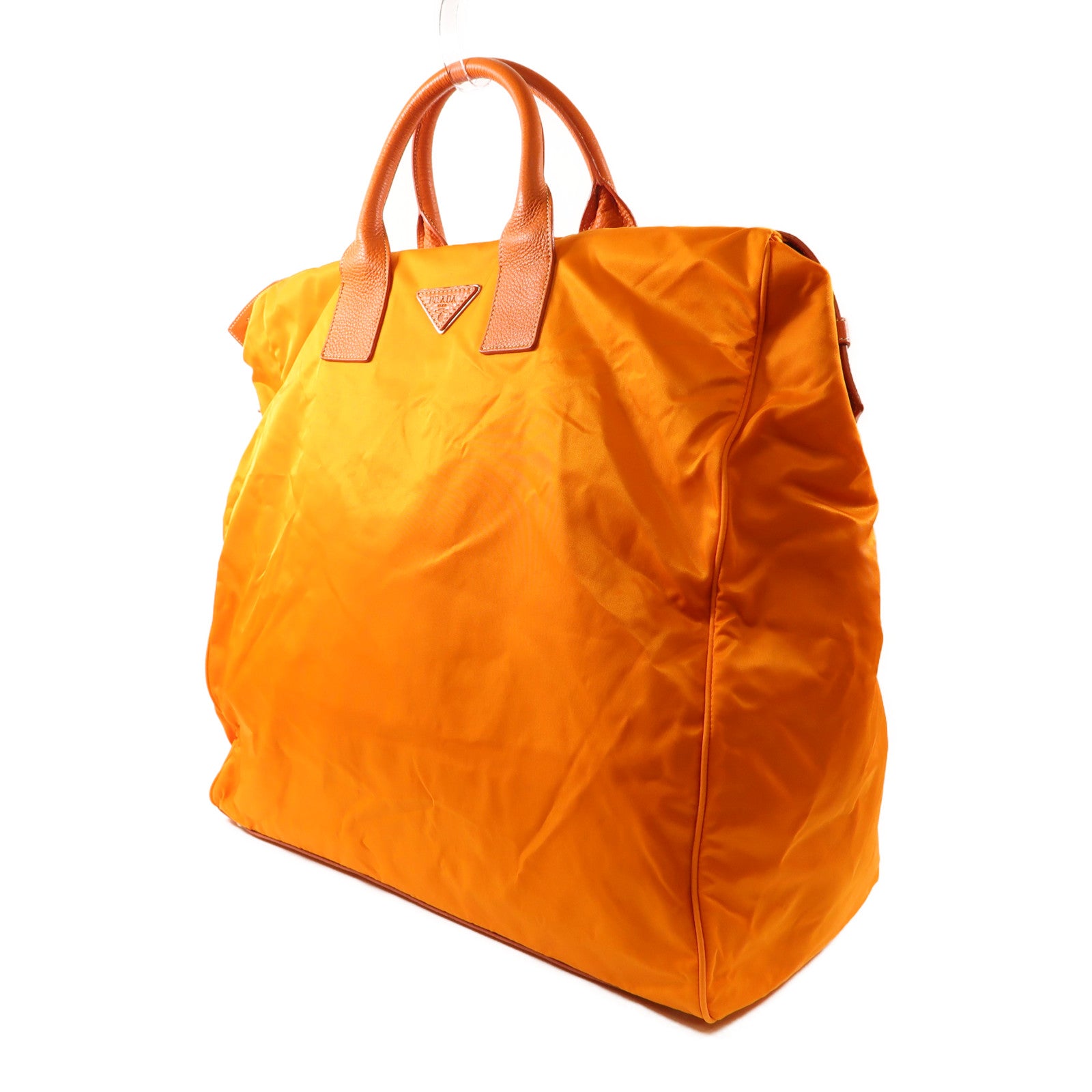 PRADA 尼龍Tote Bag銀扣手挽袋橙色