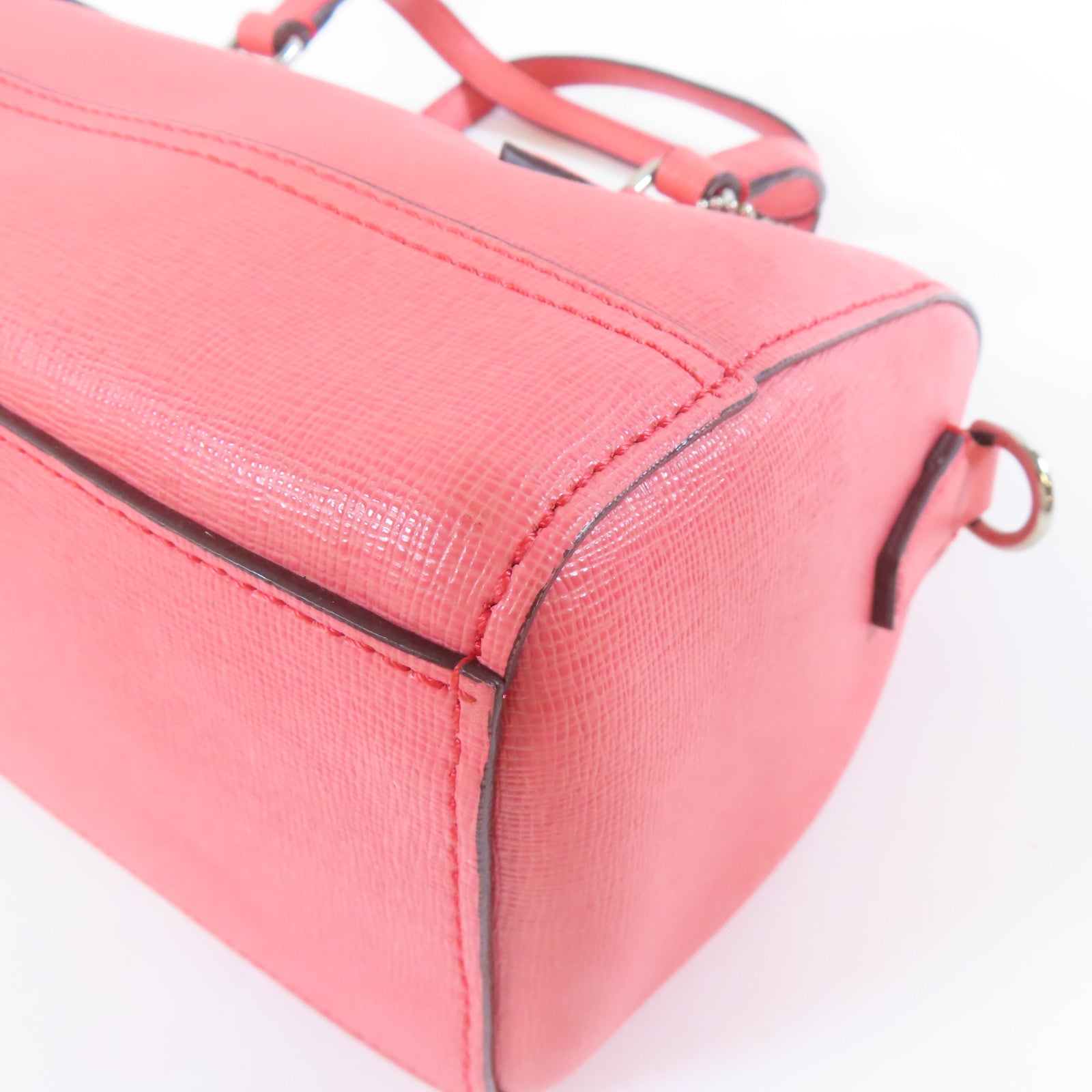 COACH 【激減優惠】牛皮皮革2 Way Shoulder銀扣手挽肩背兩用袋粉紅色