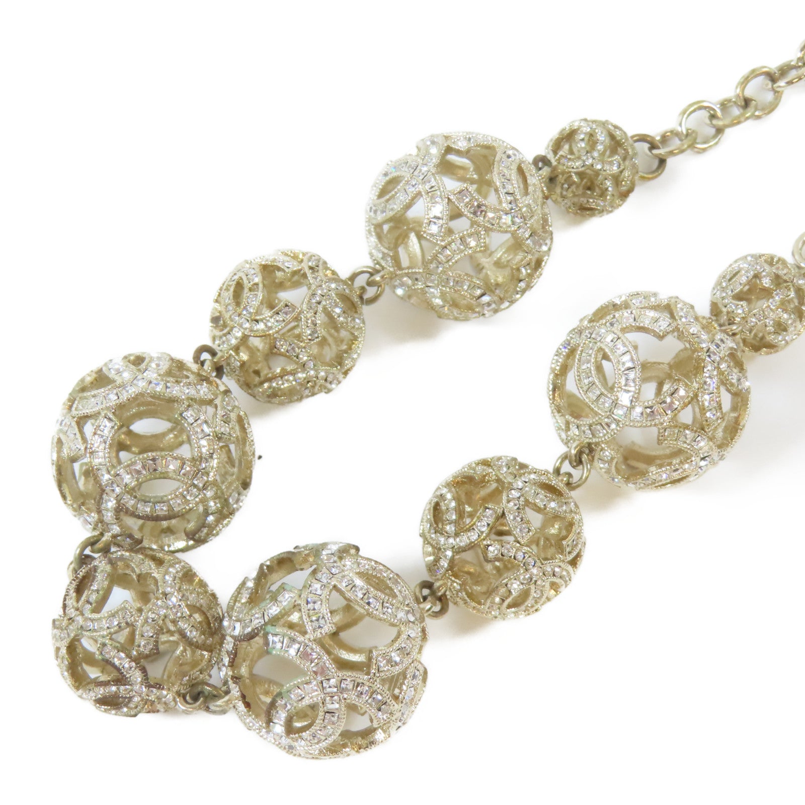 CHANEL 金屬Crystal Ball Necklace項鍊金色