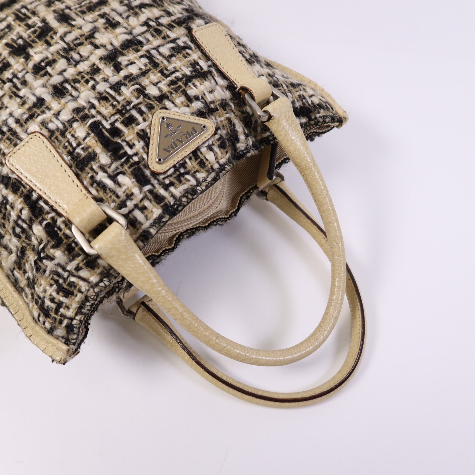 PRADA 斜紋軟呢Tote Bag銀扣手挽袋