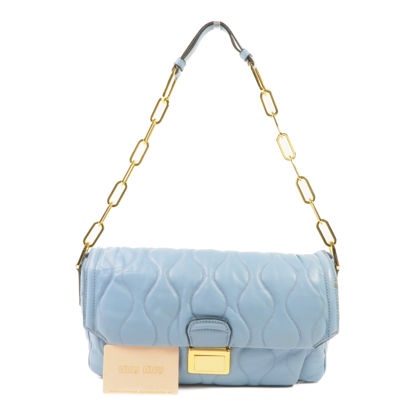 Miu Miu 羊皮皮革Chain Shoulder Bag金扣鏈帶肩背袋