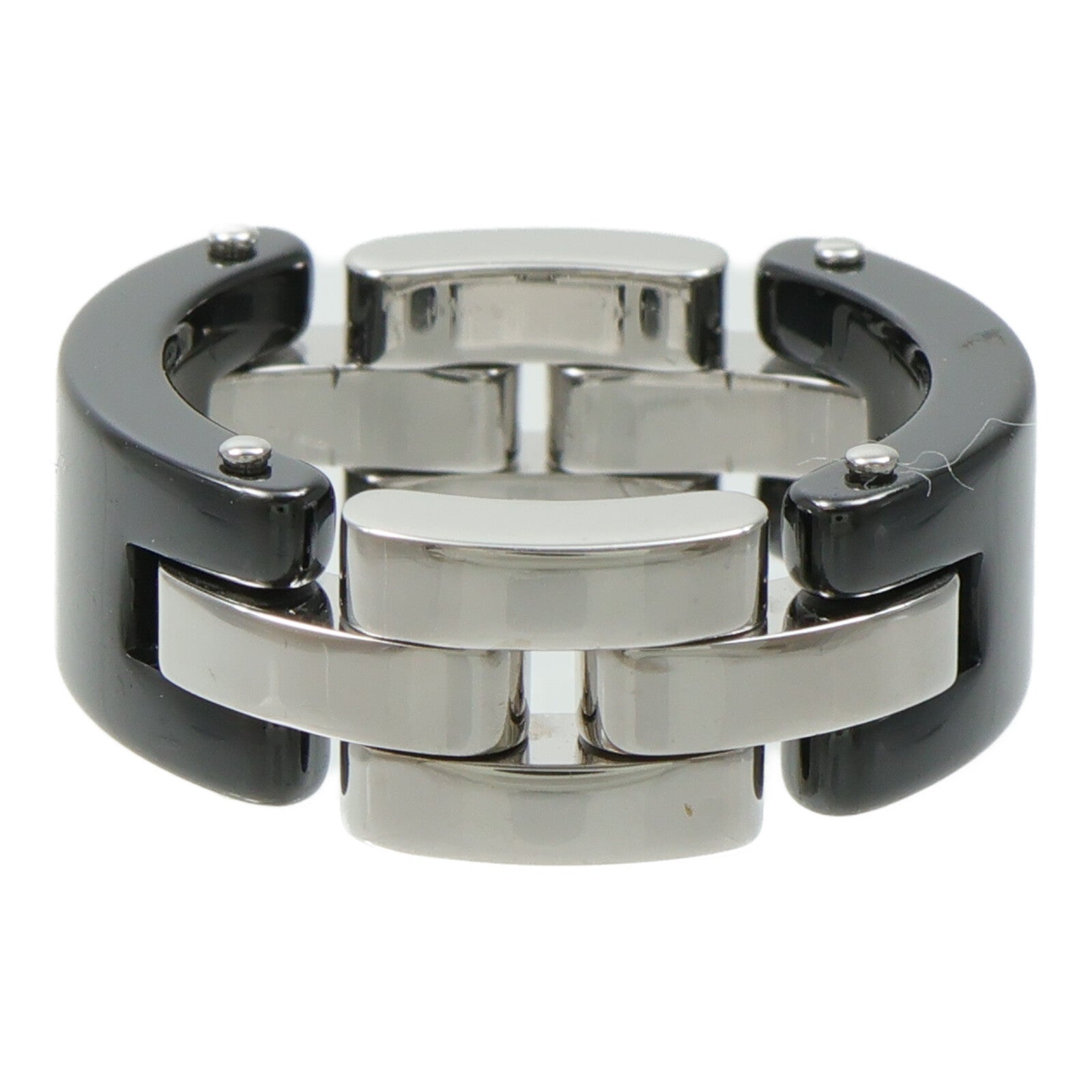 CARTIER 18K白金/陶瓷Maillon Panthere Ceramic Diamond Ring鑽石戒指