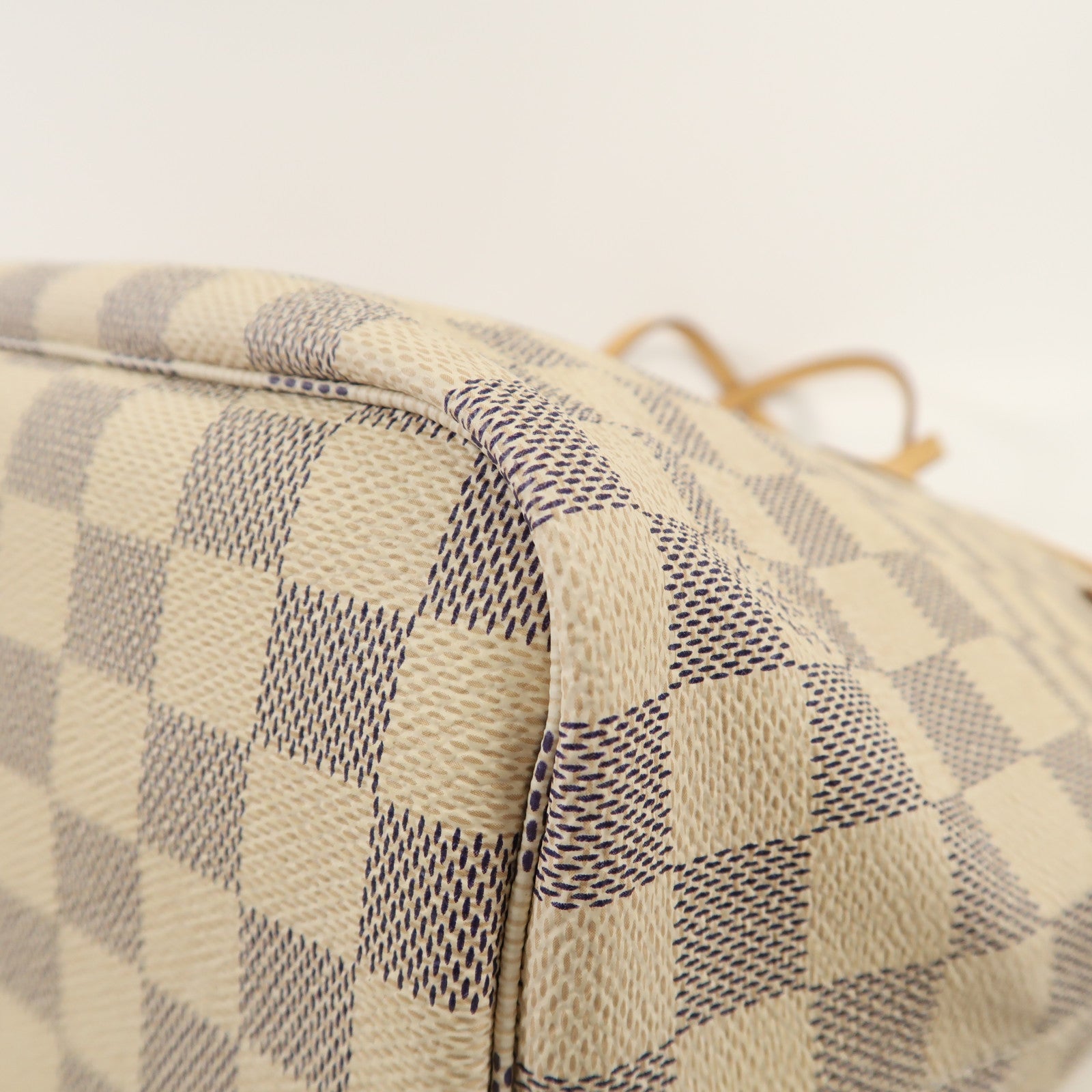 LOUIS VUITTON Damier Azur Neverfull MM金扣手挽袋