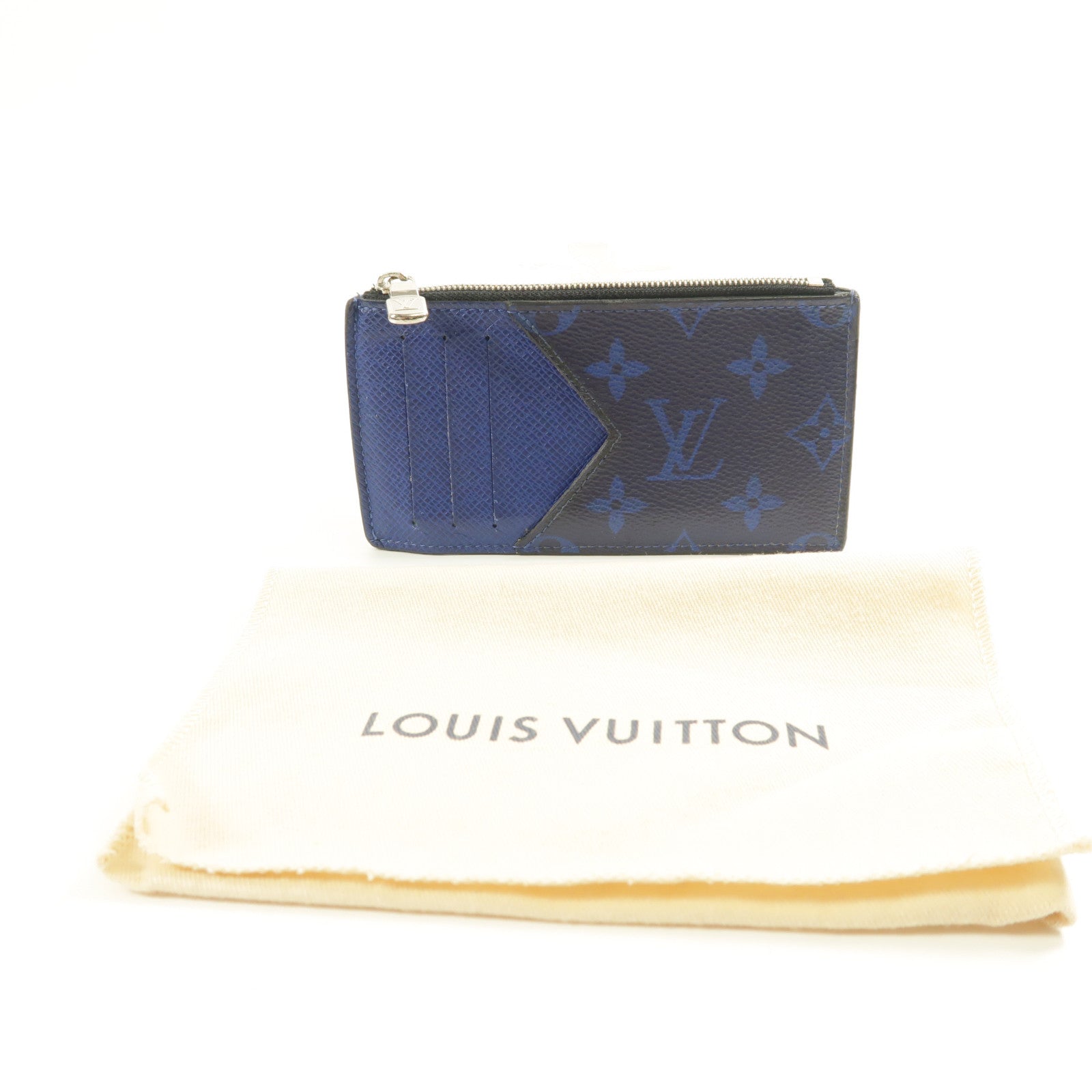 LOUIS VUITTON Monogram/Taiga Taigarama銀扣卡片套