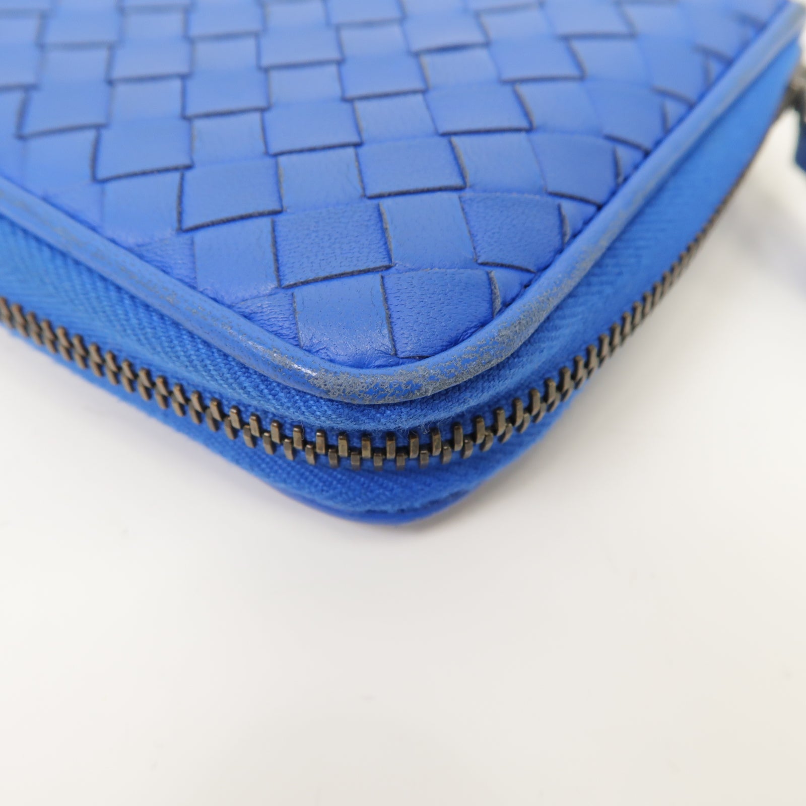 BOTTEGA VENETA 羊皮皮革Long Wallet金扣/銀扣長錢包藍色