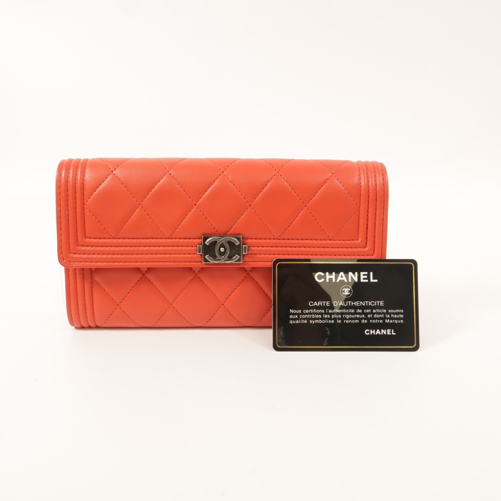 CHANEL 羊皮皮革Boy Long Wallet長錢包