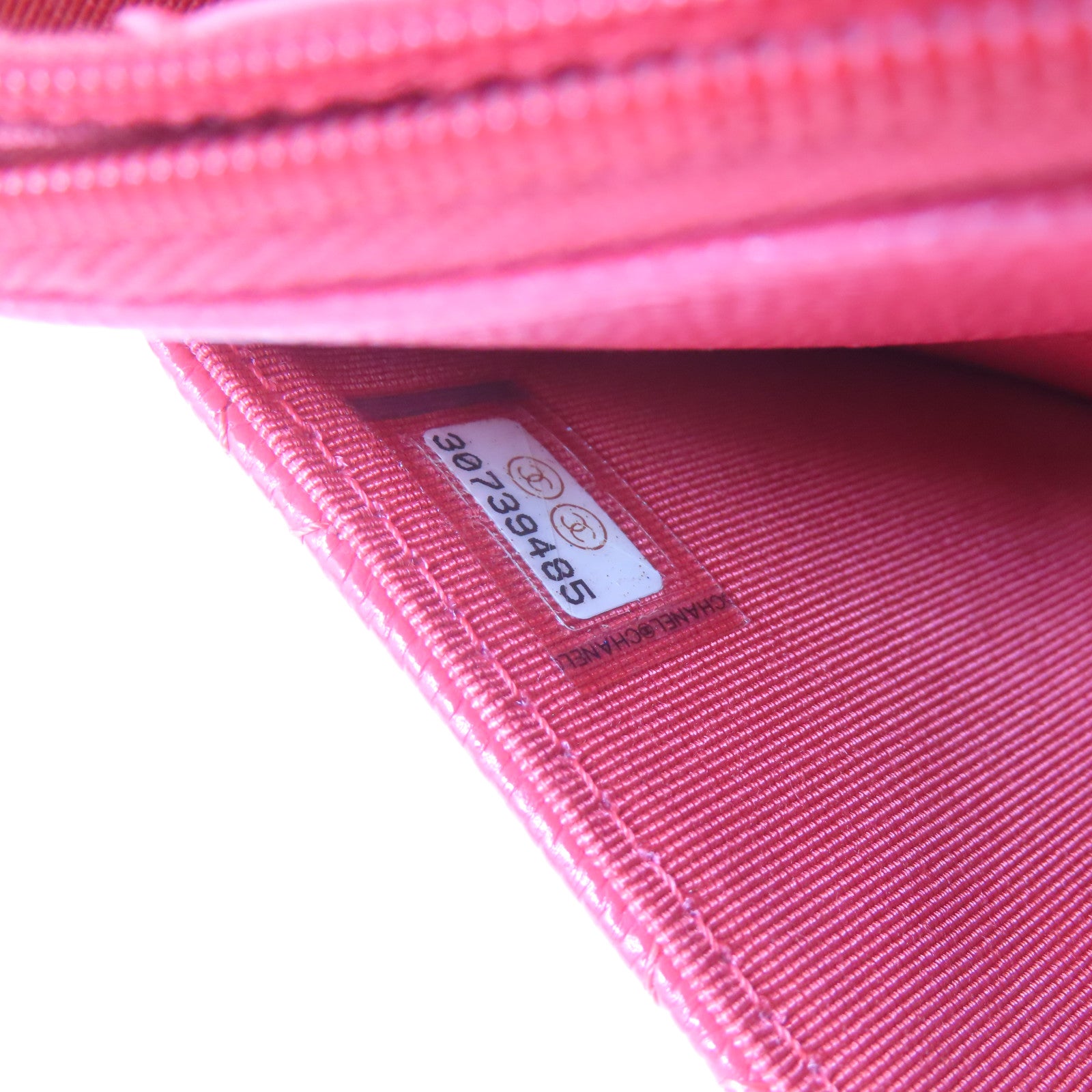 CHANEL 菱格牛皮皮革WOC Wallet On Chain金扣鏈帶肩背袋粉紅色