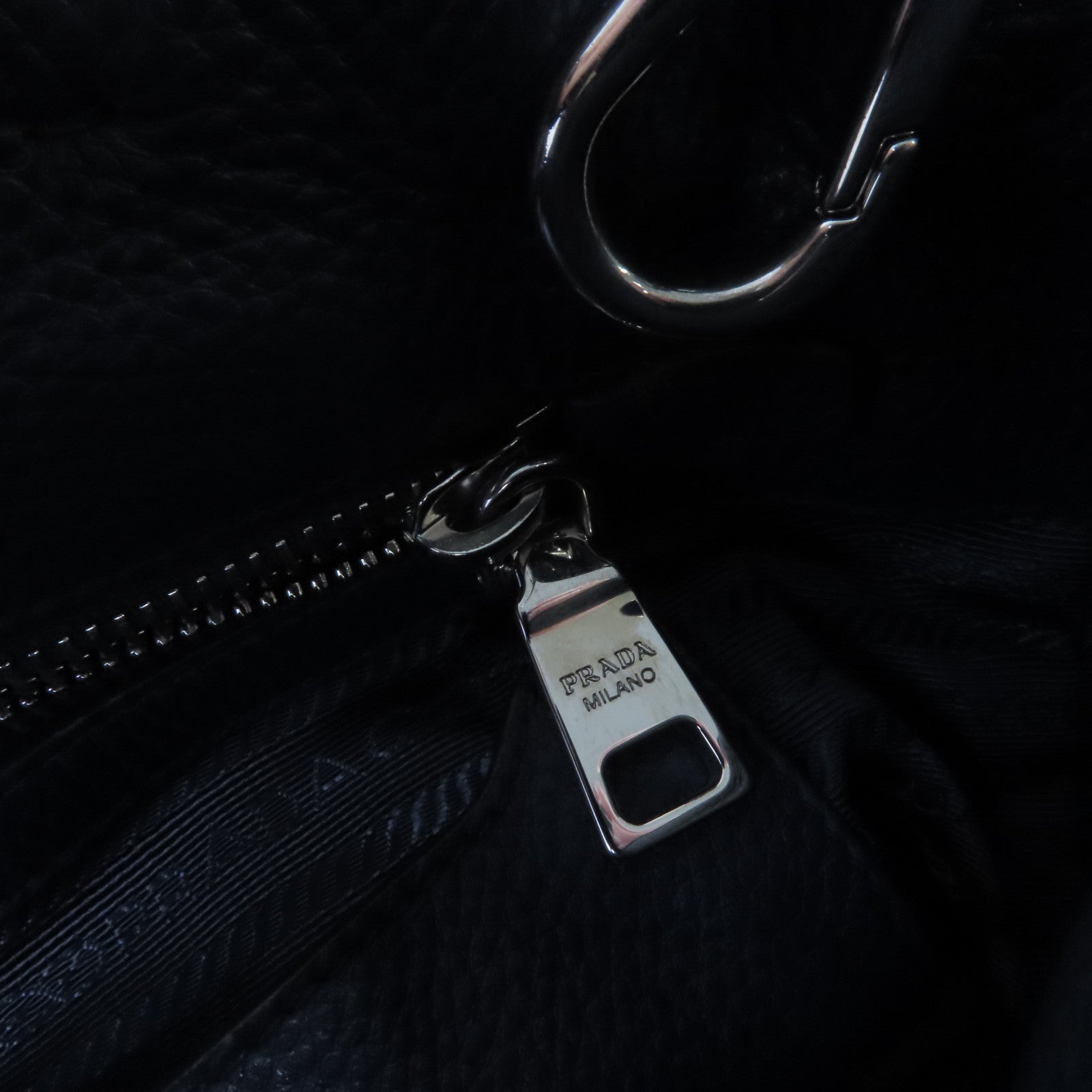 PRADA 牛皮皮革2way Shoulder Bag銀扣手挽肩背兩用袋寶藍色