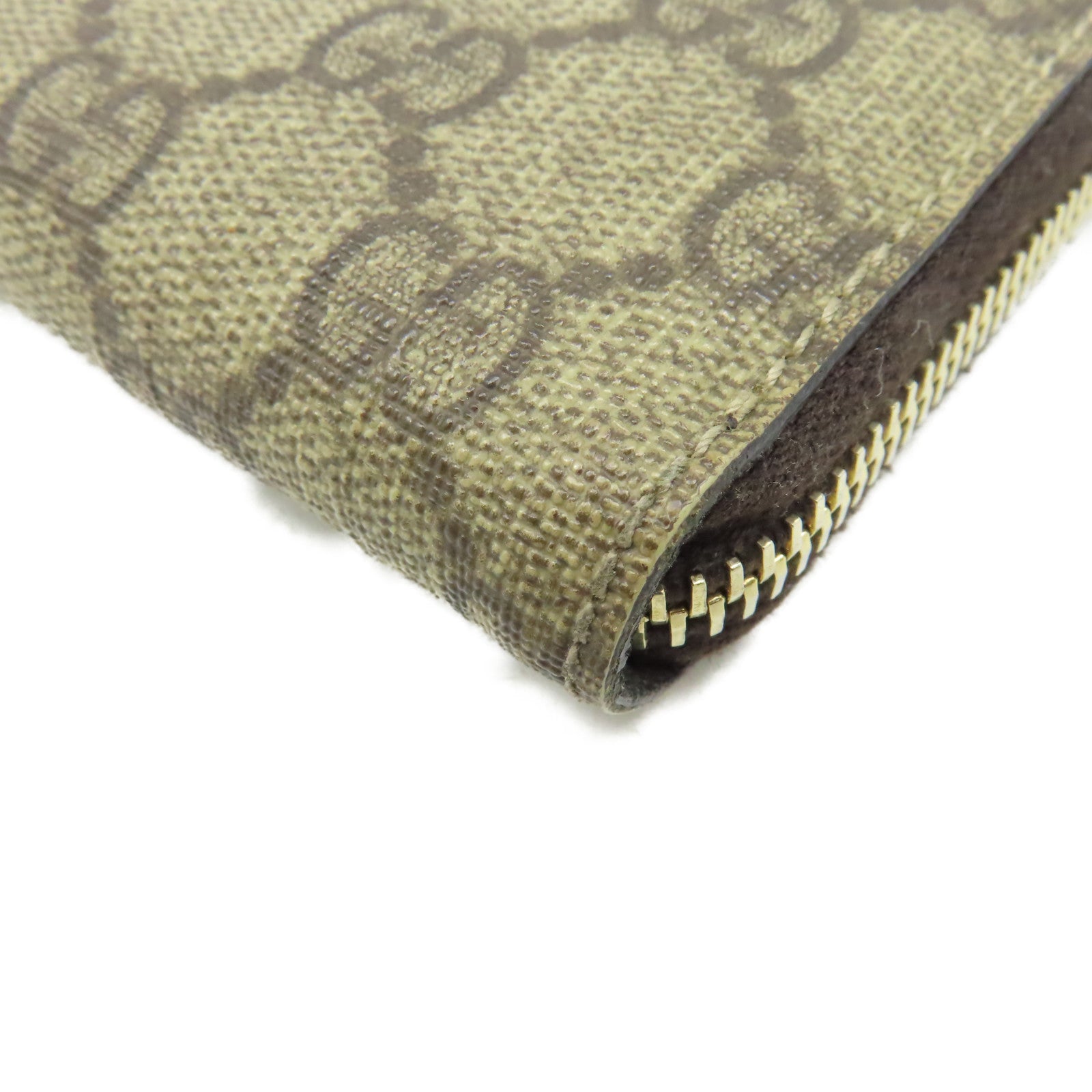 GUCCI 【激減優惠】塗層帆布Zipper Long Wallet拉鏈長錢包啡色