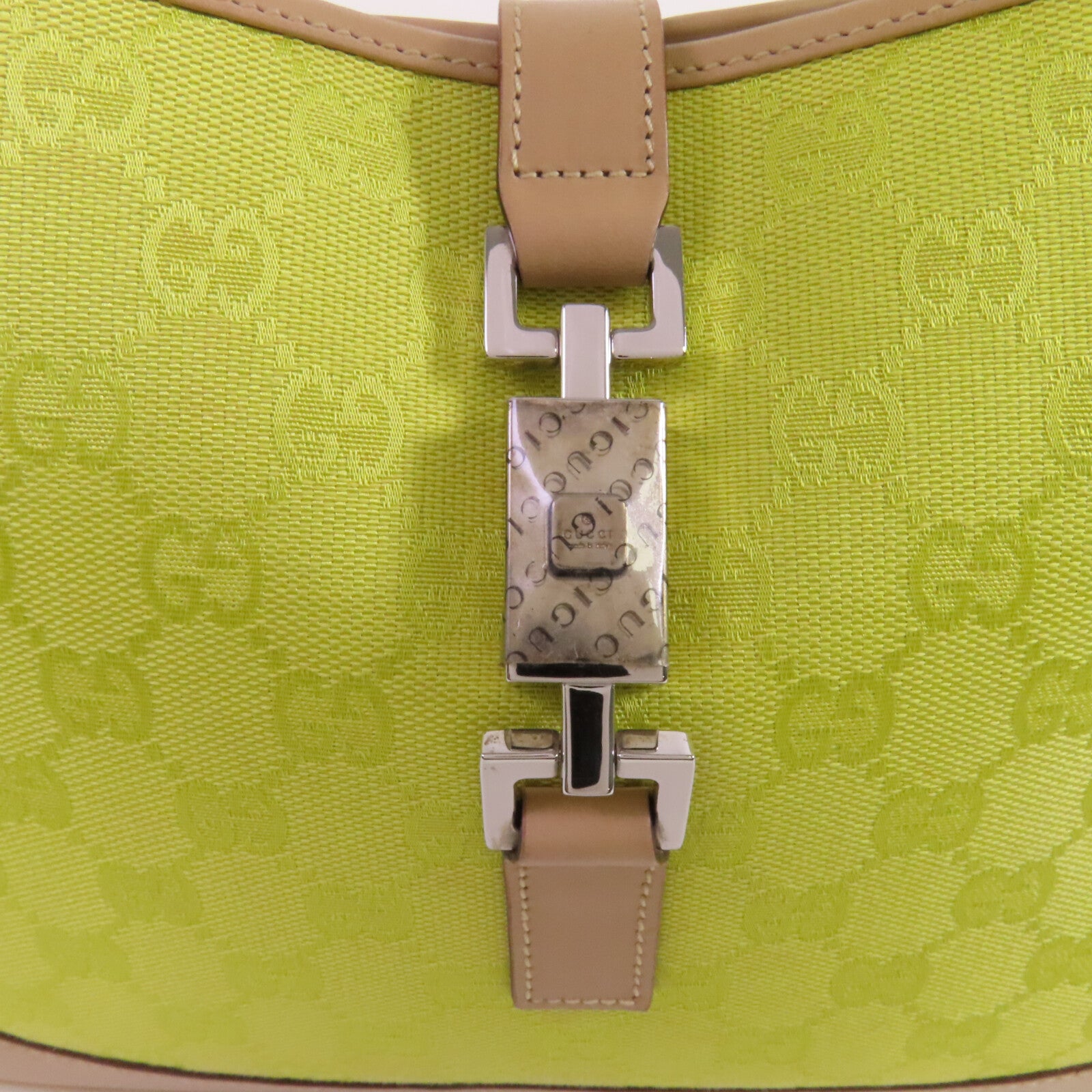 GUCCI GG帆布Jackie銀扣肩背袋