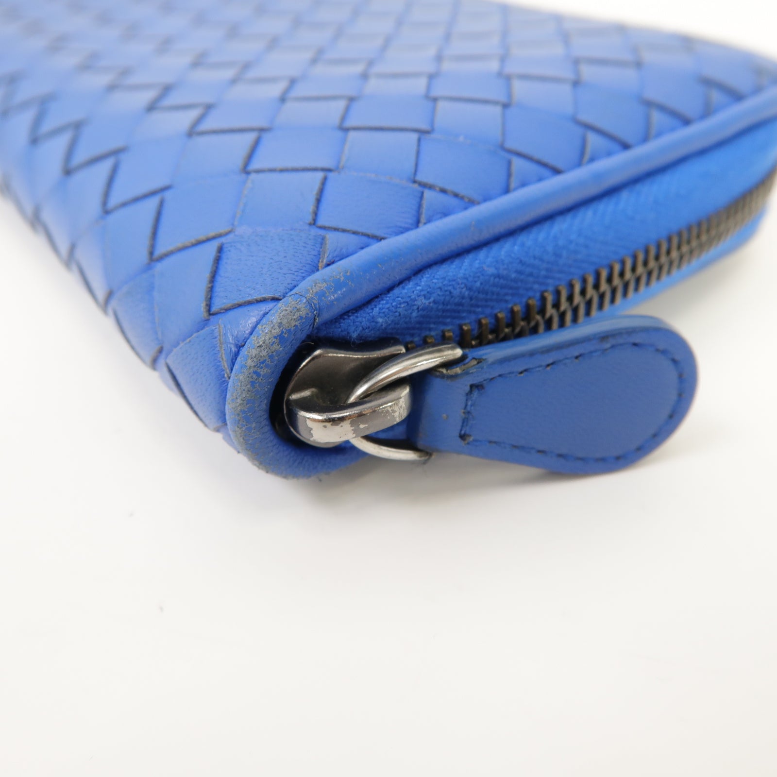 BOTTEGA VENETA 羊皮皮革Long Wallet金扣/銀扣長錢包藍色