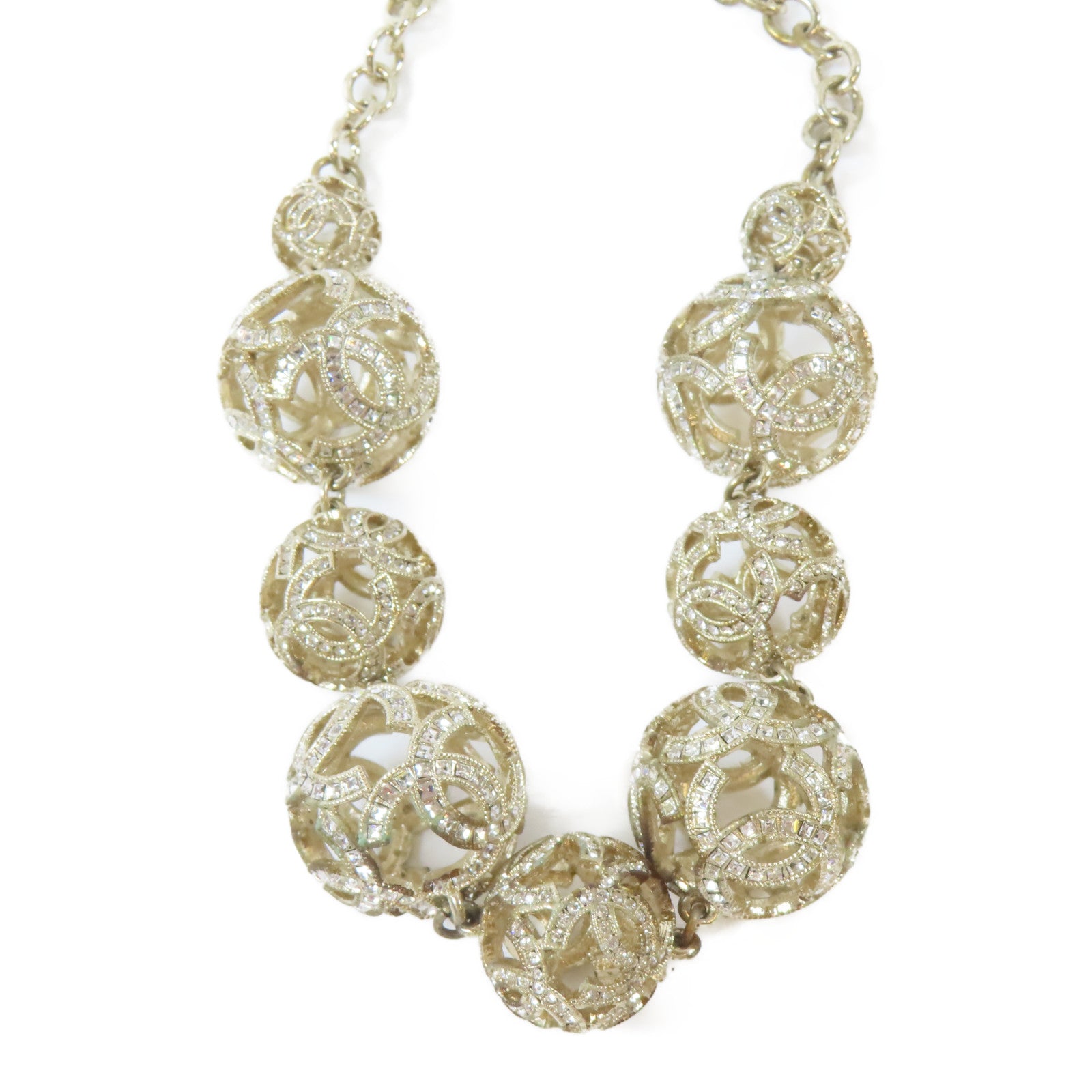 CHANEL 金屬Crystal Ball Necklace項鍊金色