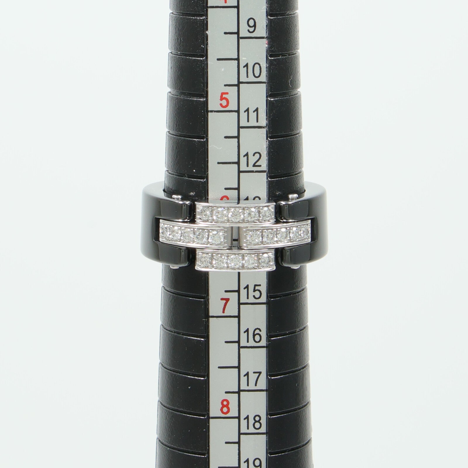 CARTIER 18K白金/陶瓷Maillon Panthere Ceramic Diamond Ring鑽石戒指