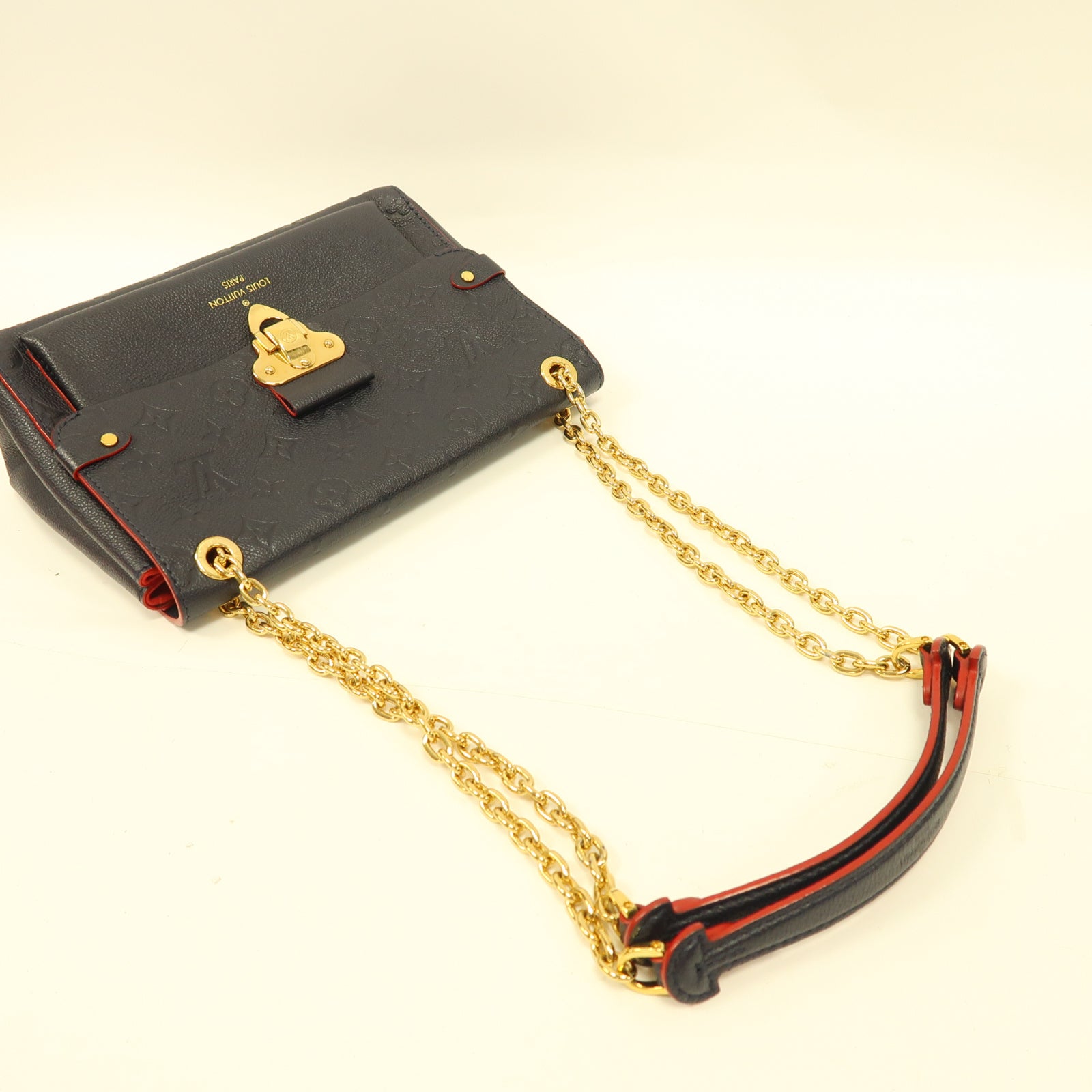 LOUIS VUITTON Monogram Empreinte Vavin PM金扣肩背袋藍色