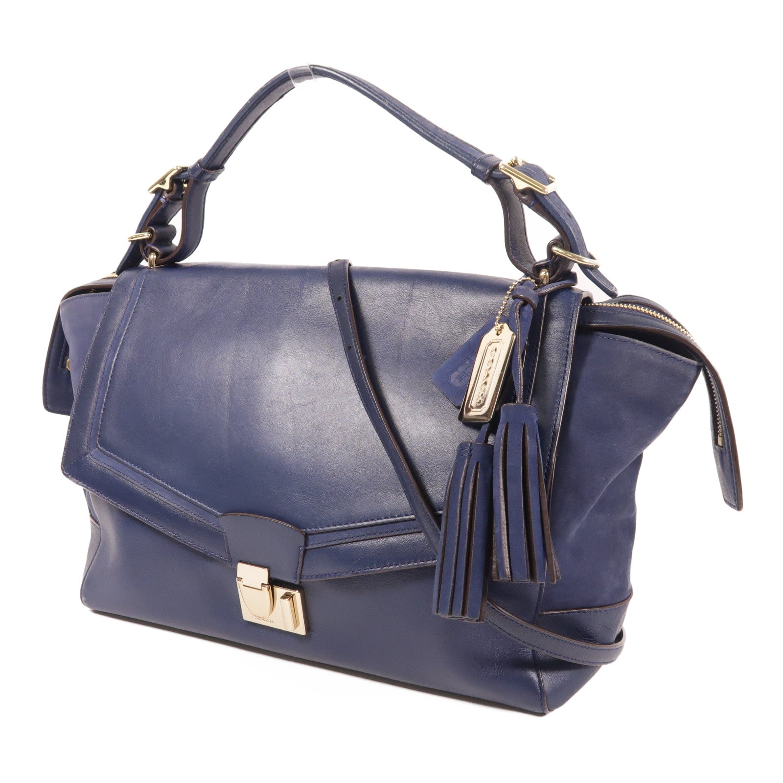 COACH 牛皮皮革Shoulder Bag金扣手挽肩背兩用袋