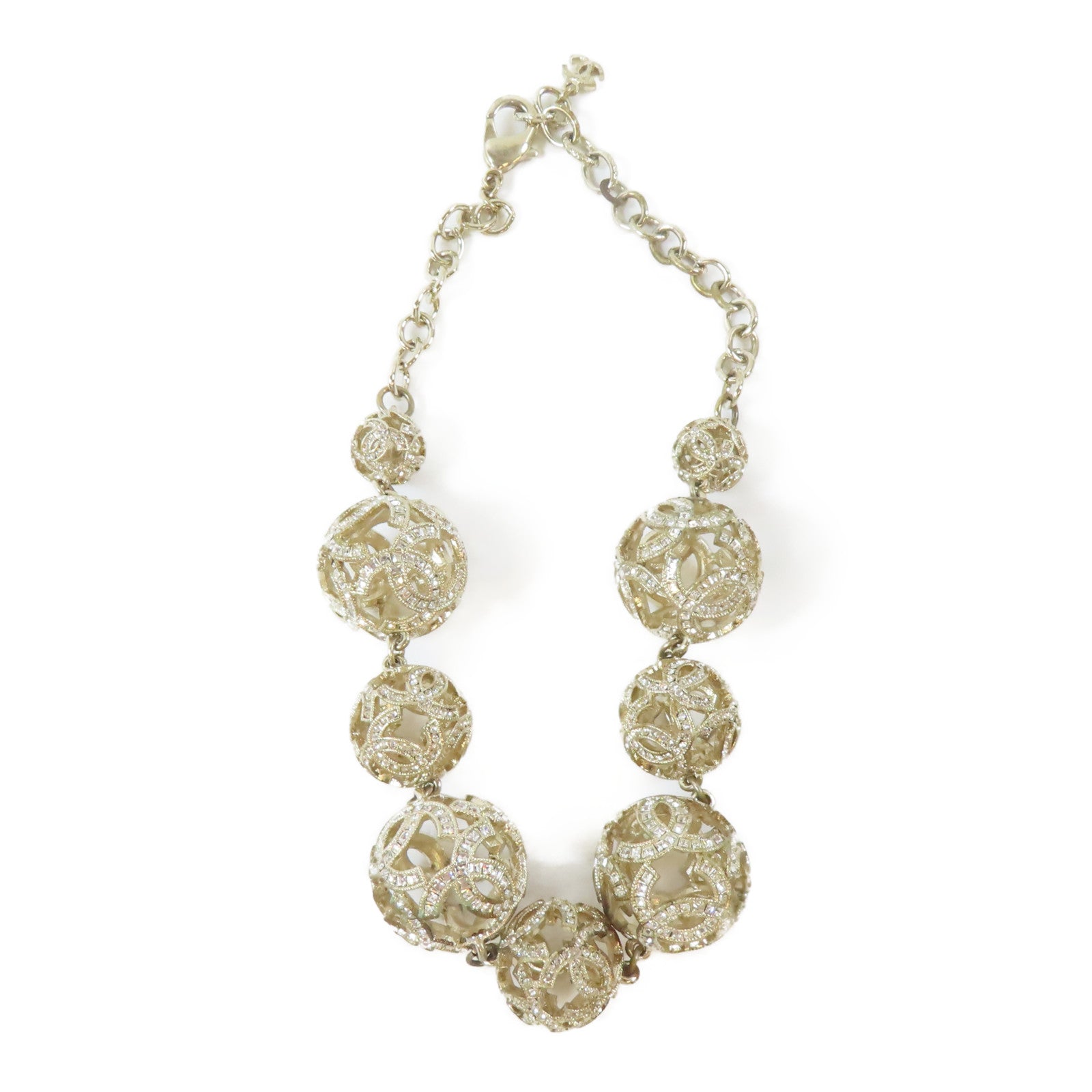 CHANEL 金屬Crystal Ball Necklace項鍊金色