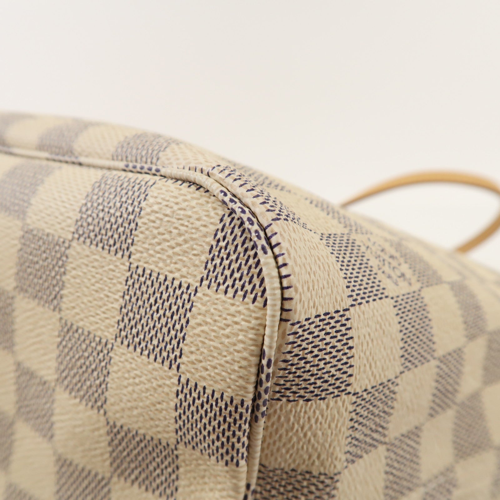 LOUIS VUITTON Damier Azur Neverfull MM金扣手挽袋